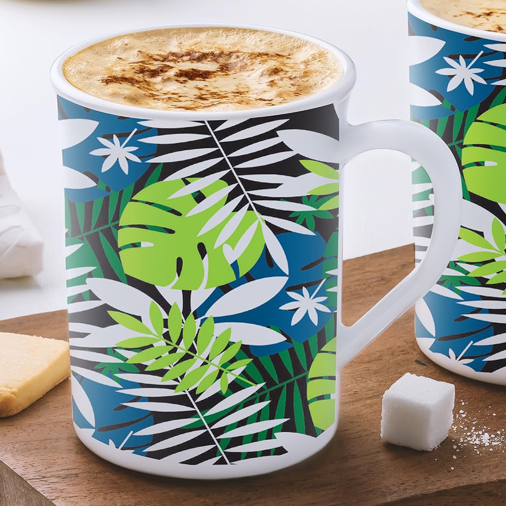 BOROSIL Forest Opalware Tea & Coffee Mug - 350ml Microwave & Dishwasher Safe Ceramic Cup, Bone-Ash Free - Elegant White Crockery for Home, Office & Gifting | Perfect for Morning Coffee, Afternoon Tea & Daily Use