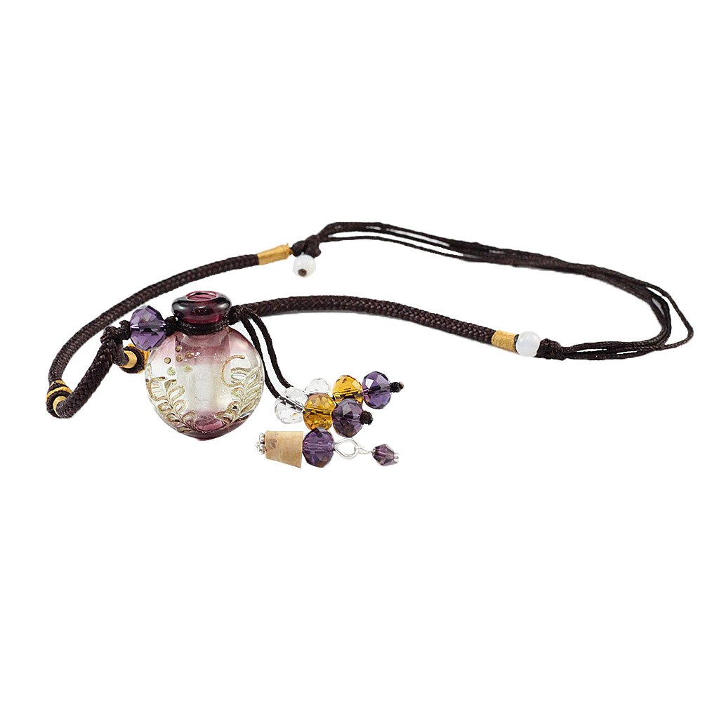 Bonarty Essential Oil Diffuser Necklace - Light Purple Glass Pendant for Aromatherapy & Perfume | Perfect for Stress Relief, Yoga, Meditation & Daily Wear