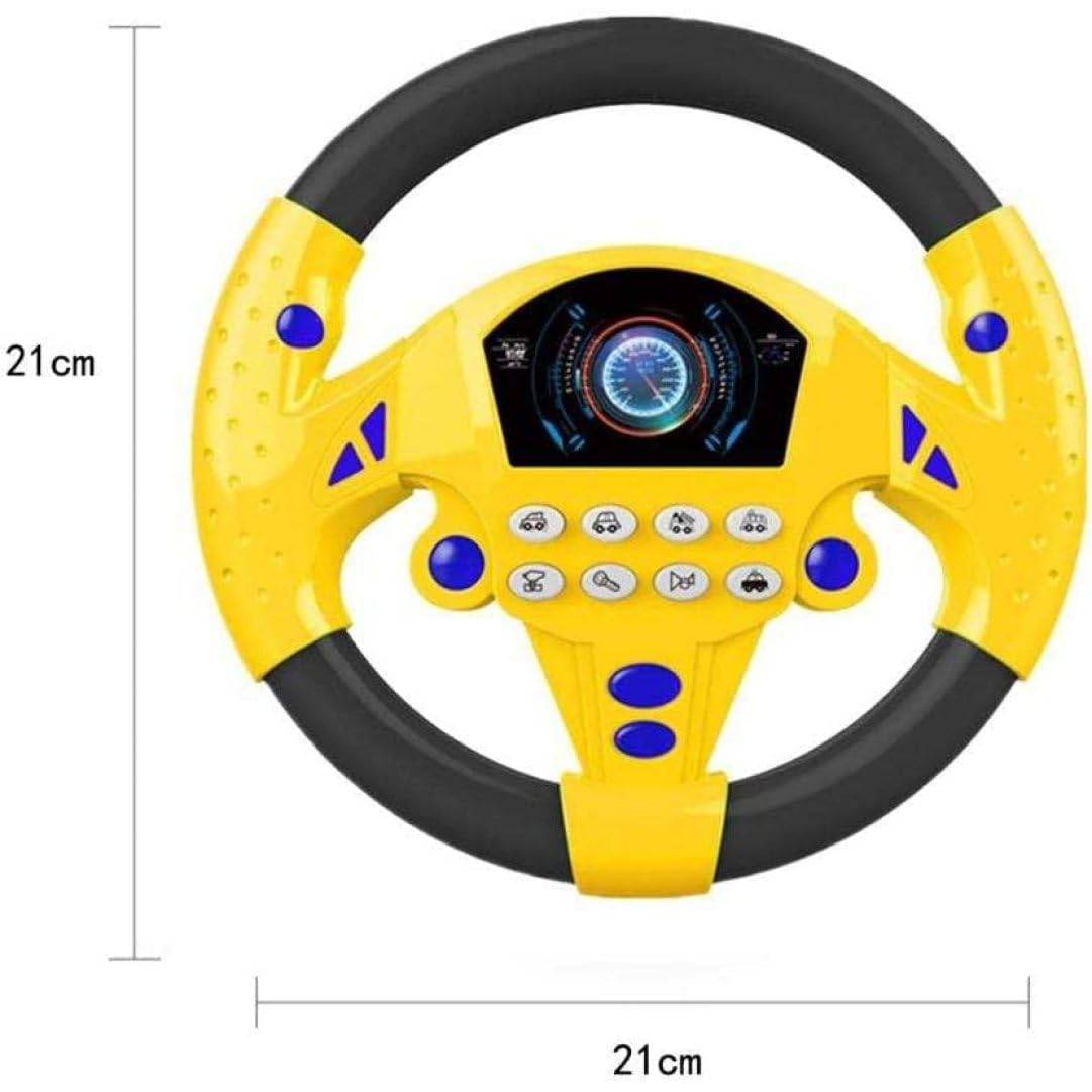 Kids Electronic Racing Steering Wheel Toy - Realistic Driving Sound Effects, Interactive Simulation Game for Toddlers & Children (Yellow) - Perfect for Pretend Play, Birthday Gifts & Early Learning Development