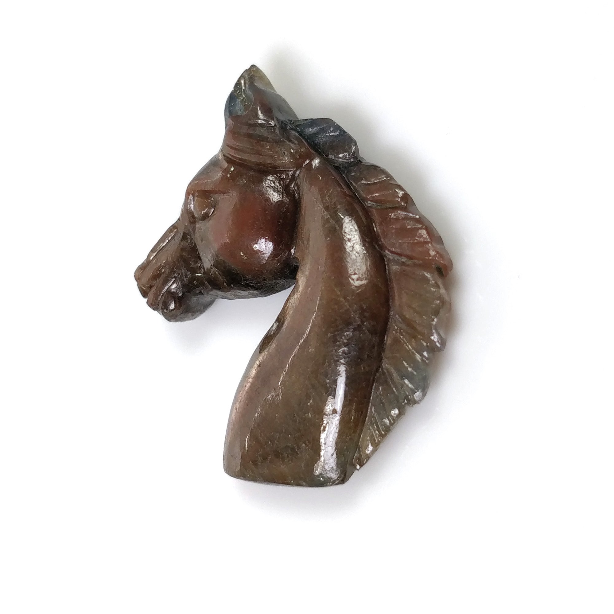 Natural Untreated Golden Brown Chocolate Blue Sapphire Gemstone Carving - 39.10cts Hand Carved Horse (33x24mm) for Jewelry Making, Collectibles & Spiritual Healing