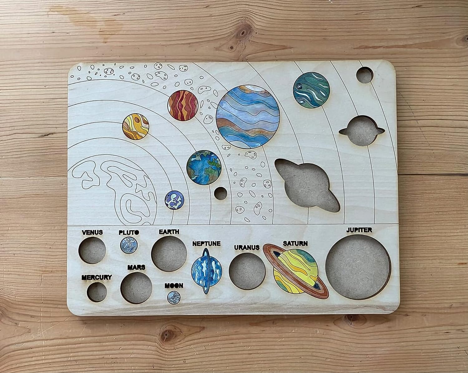 Educational Wooden Puzzle Set for Kids - Solar System, Animals & Shapes Learning Toys | STEM Montessori Educational Games for Toddlers & Preschoolers | Perfect for Classroom, Homeschool & Birthday Gifts