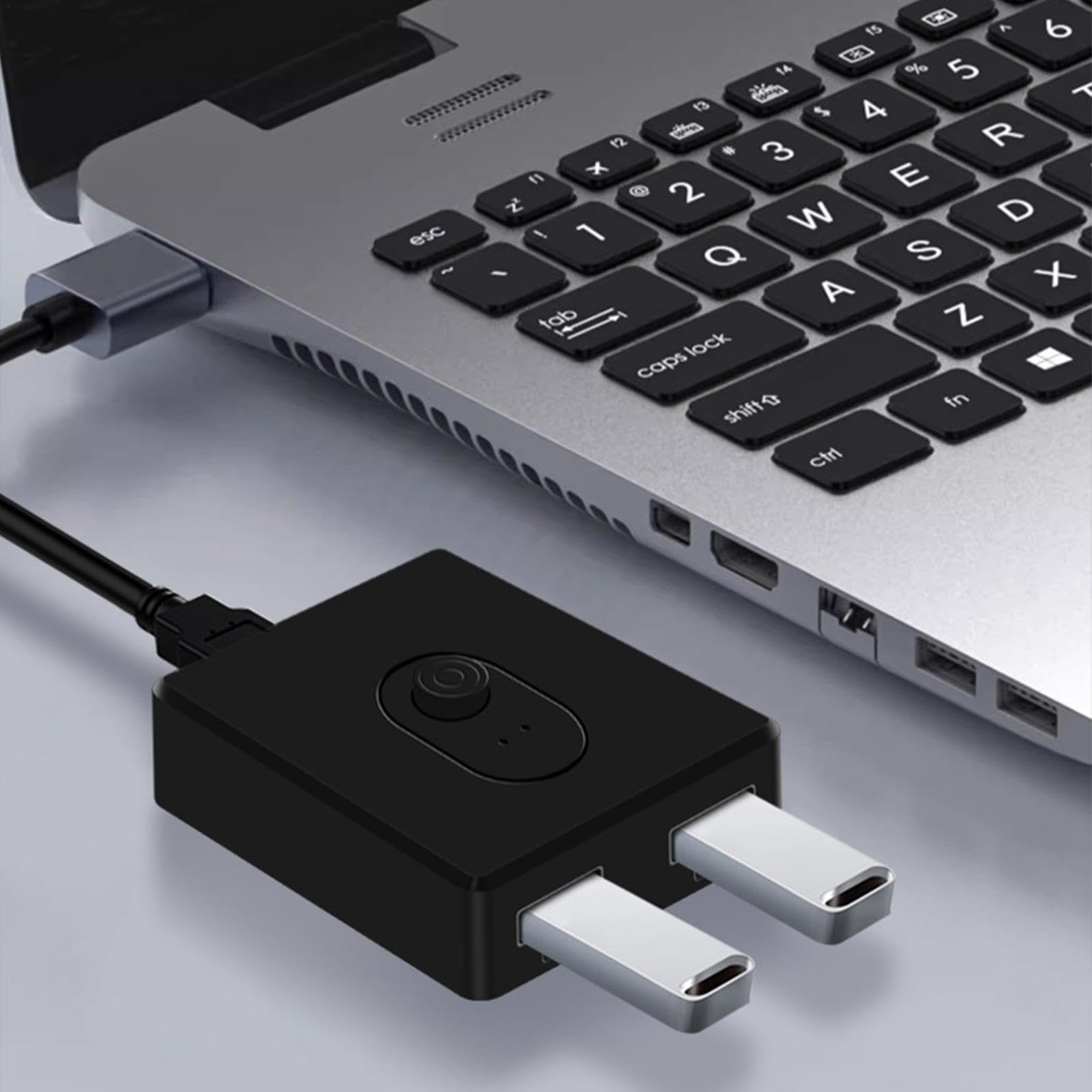 USB Switch 2 in 1 Out / 1 in 2 Out - Bidirectional Sharing Hub for PC, Mouse, Keyboard, Printer & Scanner - Plug and Play USB Switcher for Home Office & Gaming Setup