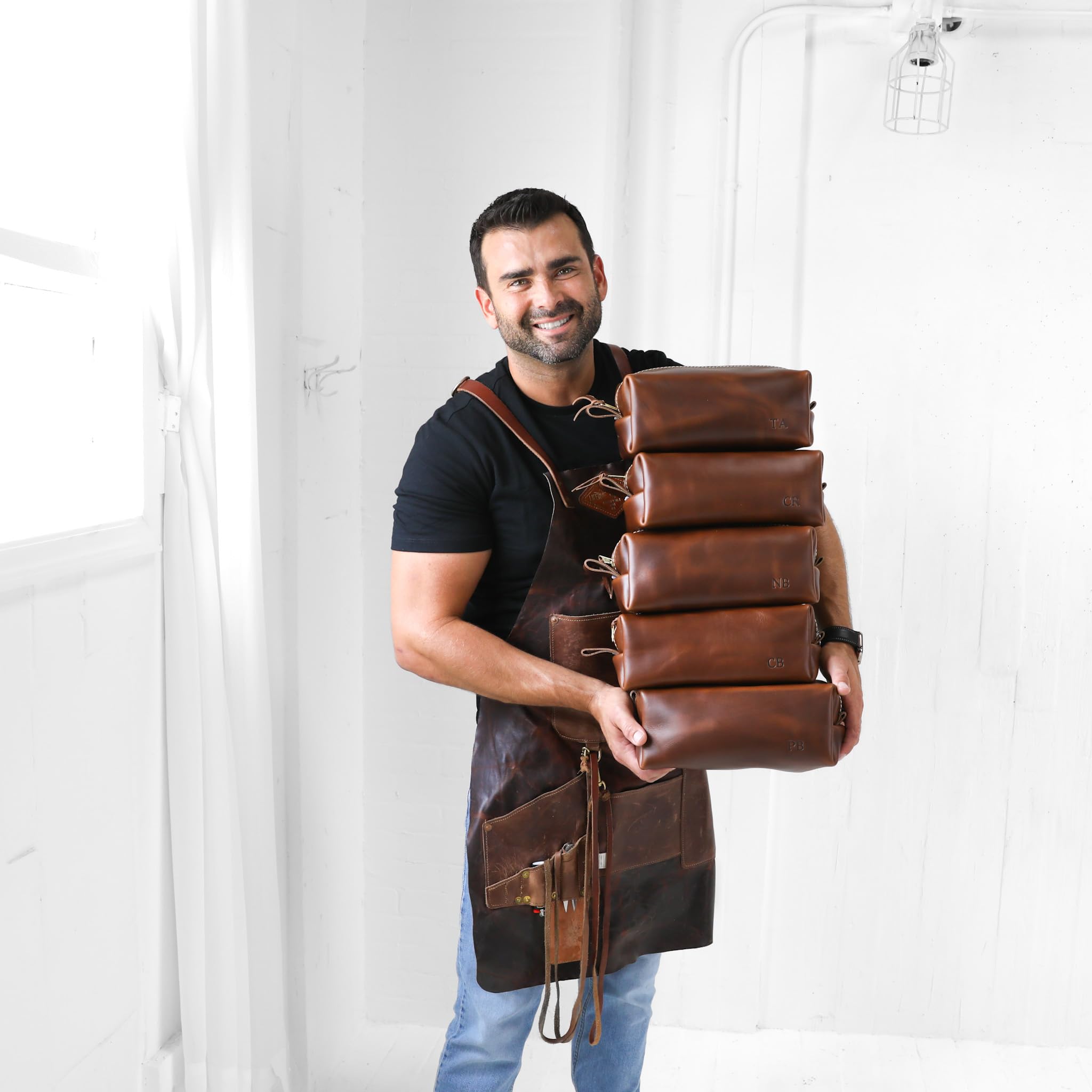 Premium Personalized Leather Dopp Kit Bag for Men - Handcrafted in USA with Lifetime Warranty - Ideal Christmas & Travel Gift for Him - Perfect for Business Trips, Gym Essentials & Weekend Getaways