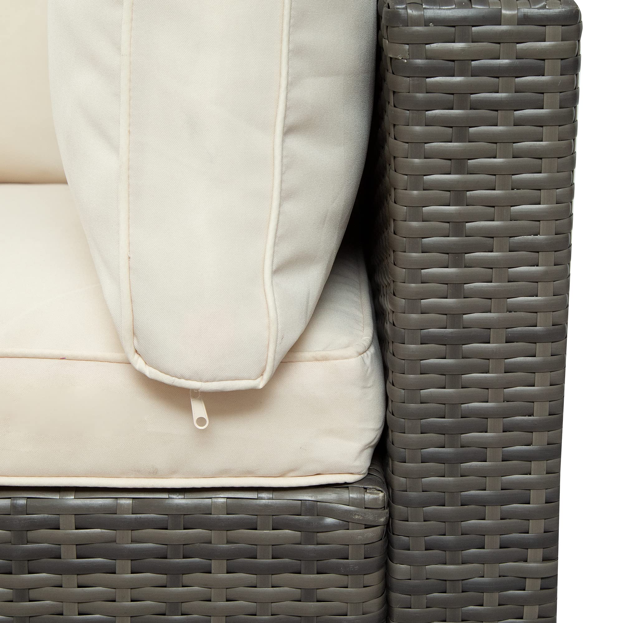 7-Piece Outdoor Patio Furniture Set - All-Weather PE Rattan Wicker Sofa with Cushions, Coffee Table & Storage - Beige - Perfect for Backyard, Garden, Poolside & Terrace Relaxation