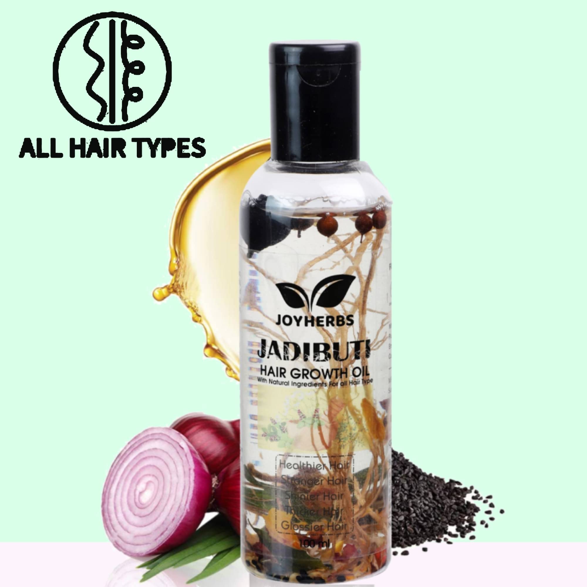 JOYHERBS Ayurvedic Herbal Hair Oil for Hair Growth - Anti Hair Fall & Dandruff Treatment with Bhringraj, Brahmi & Amla | Natural Hair Care for Long, Strong, Shiny Hair (100ml) | Paraben Free | Perfect for Daily Scalp Massage & Damaged Hair Repair