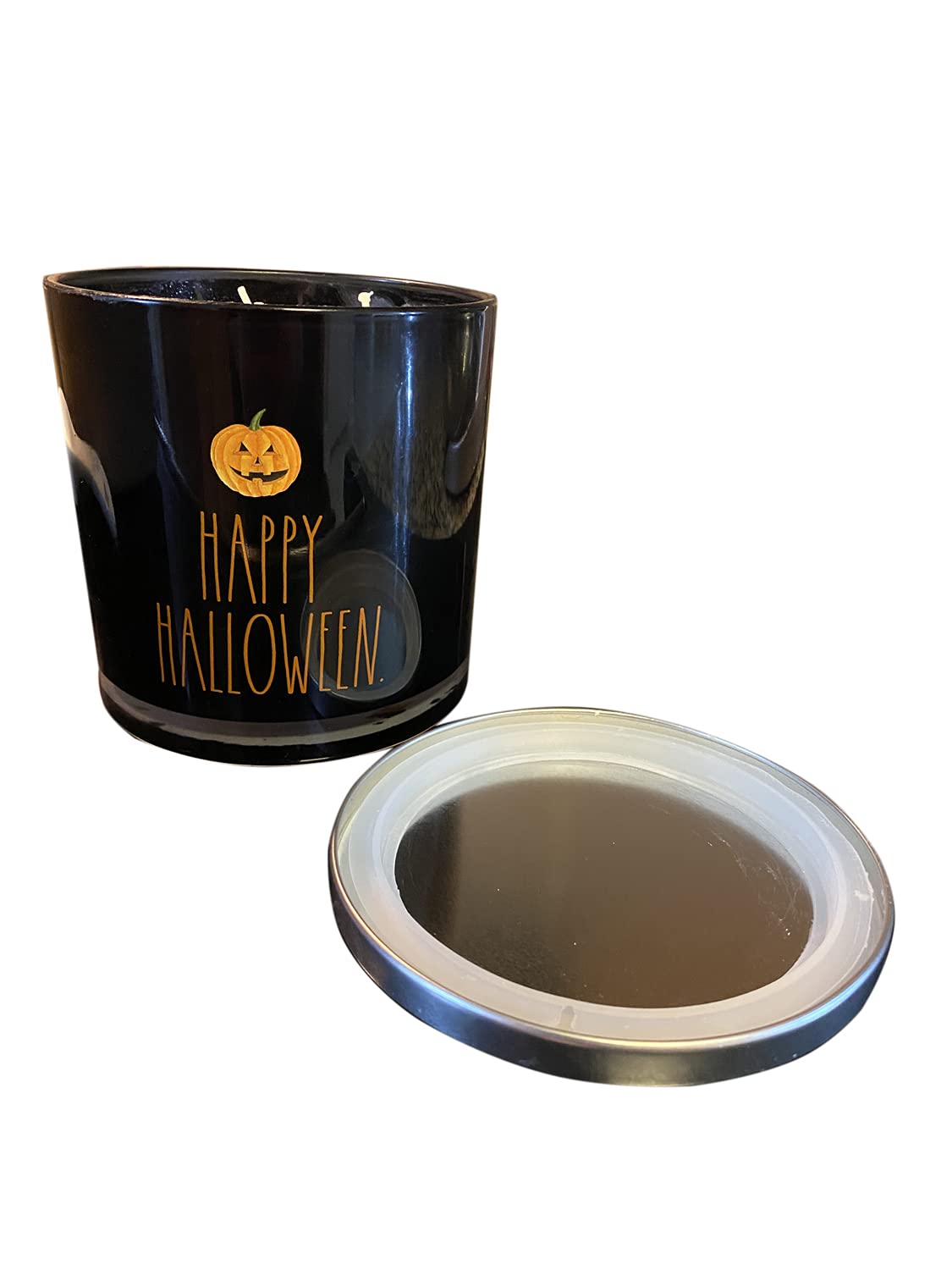 Rae Dunn Happy Halloween 24oz Soy Wax Candle - Spiced Pumpkin Scent, 3-Wick Black Jar Candle for Halloween Decor & Gifts | Home, Party, Fall Seasonal Decorations
