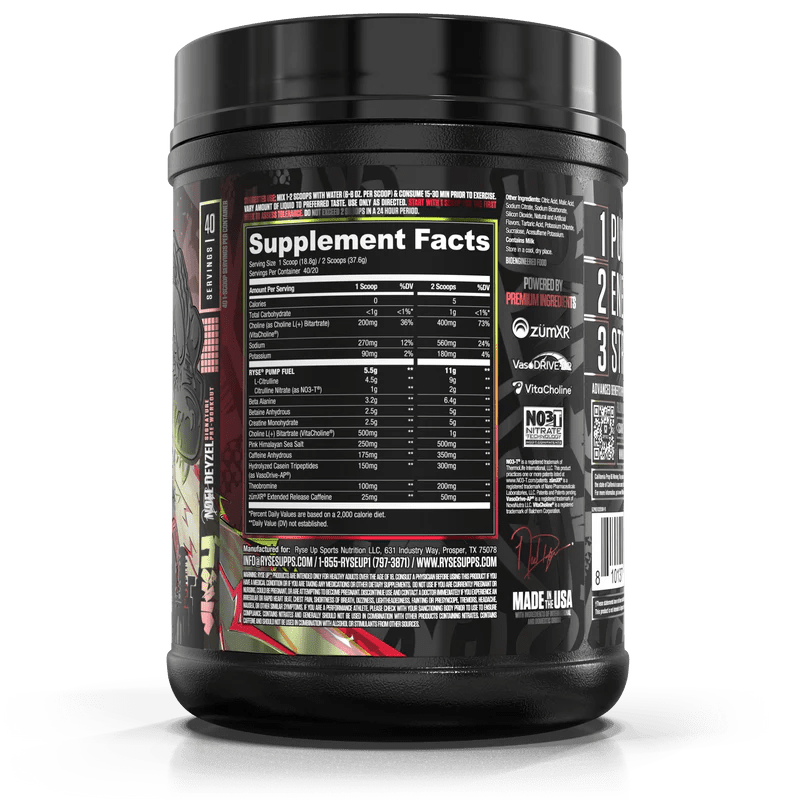 RYSE GODZILLA® Pre Workout Supplement - Energy Booster & Muscle Pump Formula for Intense Workouts | Gym Performance Enhancer for Men & Women | Best for Bodybuilding, Weightlifting & CrossFit Training