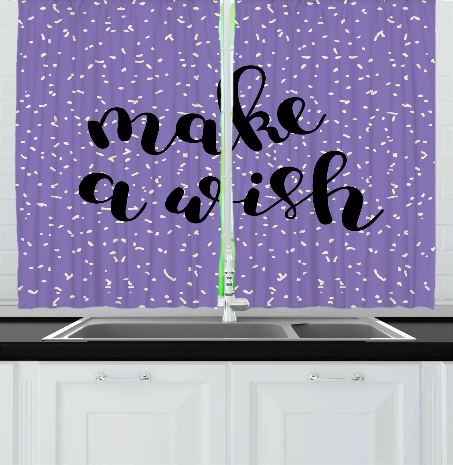 Ambesonne Inspirational Kitchen Curtains Set of 2 - 