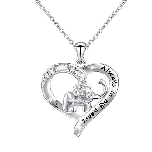 Elephant Heart Pendant Necklace for Women - Elegant Jewelry Gift for Mom, Daughter, Girlfriend, BFF - Perfect for Mother's Day, Christmas, Birthdays & Special Occasions - Wear to Parties, Dates & Everyday Elegance