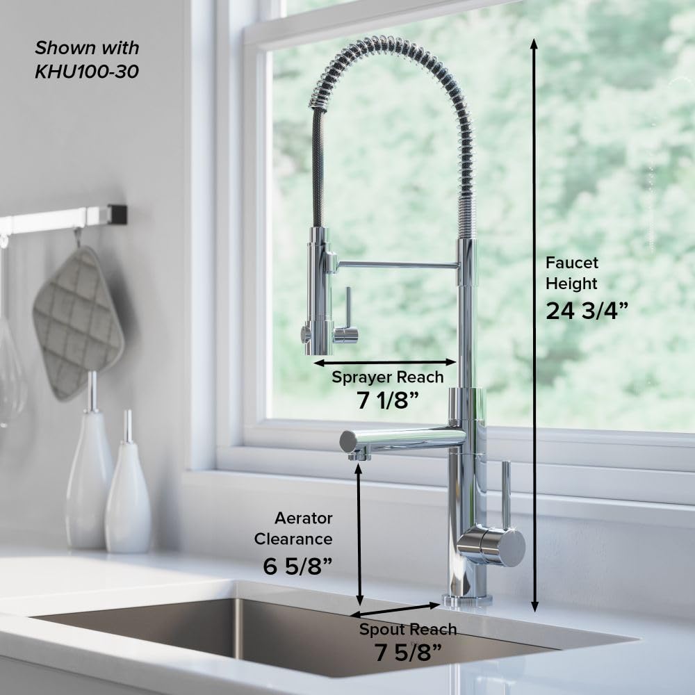 KRAUS Artec Pro 1st Gen Commercial Style Pre-Rinse Single Handle Kitchen Faucet with Pot Filler - Brushed Gold Finish, No Pull Down (KPF-1603BG) - Perfect for Modern Kitchens, Restaurants & Food Prep Areas