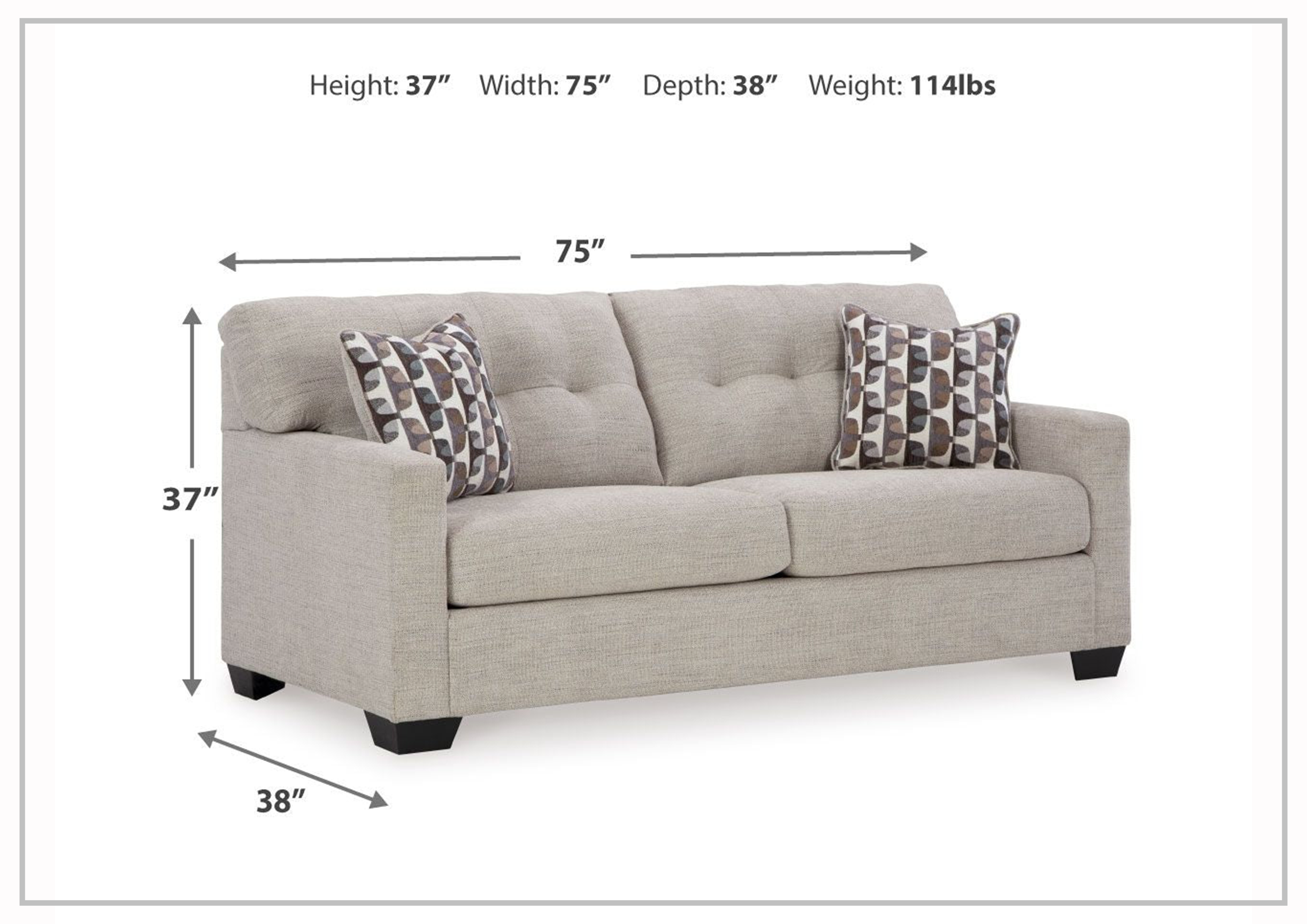 Gio Italia Marston Fabric Sofa - Light & Dark Color Options | Modern Living Room Furniture for Home & Office Comfort