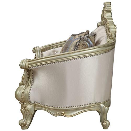 Acme Loveseat with Pillows - Cream Fabric & Golden Ivory for Cozy Living Room