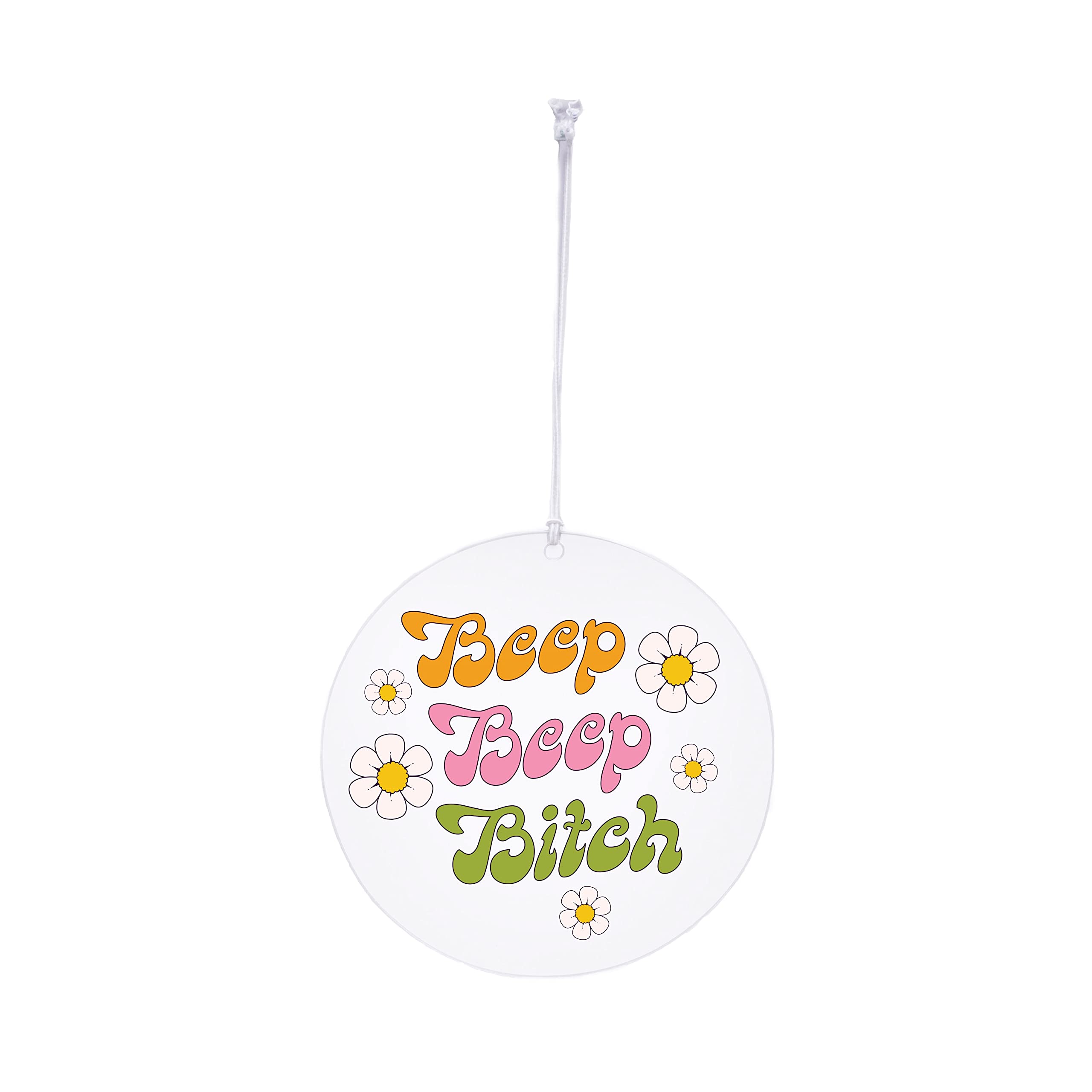 Funny 'Beep Beep Bitch' Car Mirror Hanging Ornament - 3.5 Inch Humorous Auto Accessory for Rearview Mirror - Perfect for Road Trips, Gifts & Adding Personality to Your Vehicle