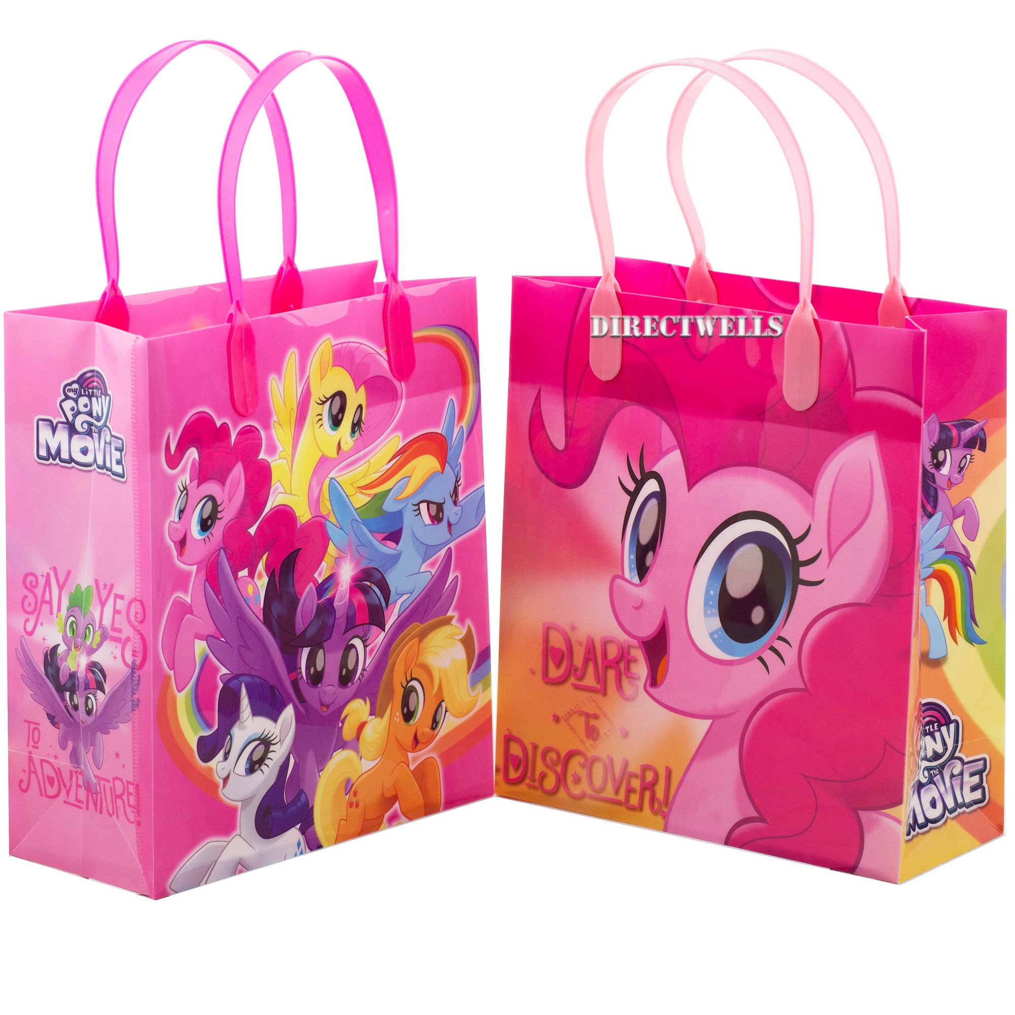 Little Pony Join The Fun - 12 Pack Licensed Reusable 8 Inch Medium Party Favor Bags for Birthday, Baby Shower & Holiday Gift Giving