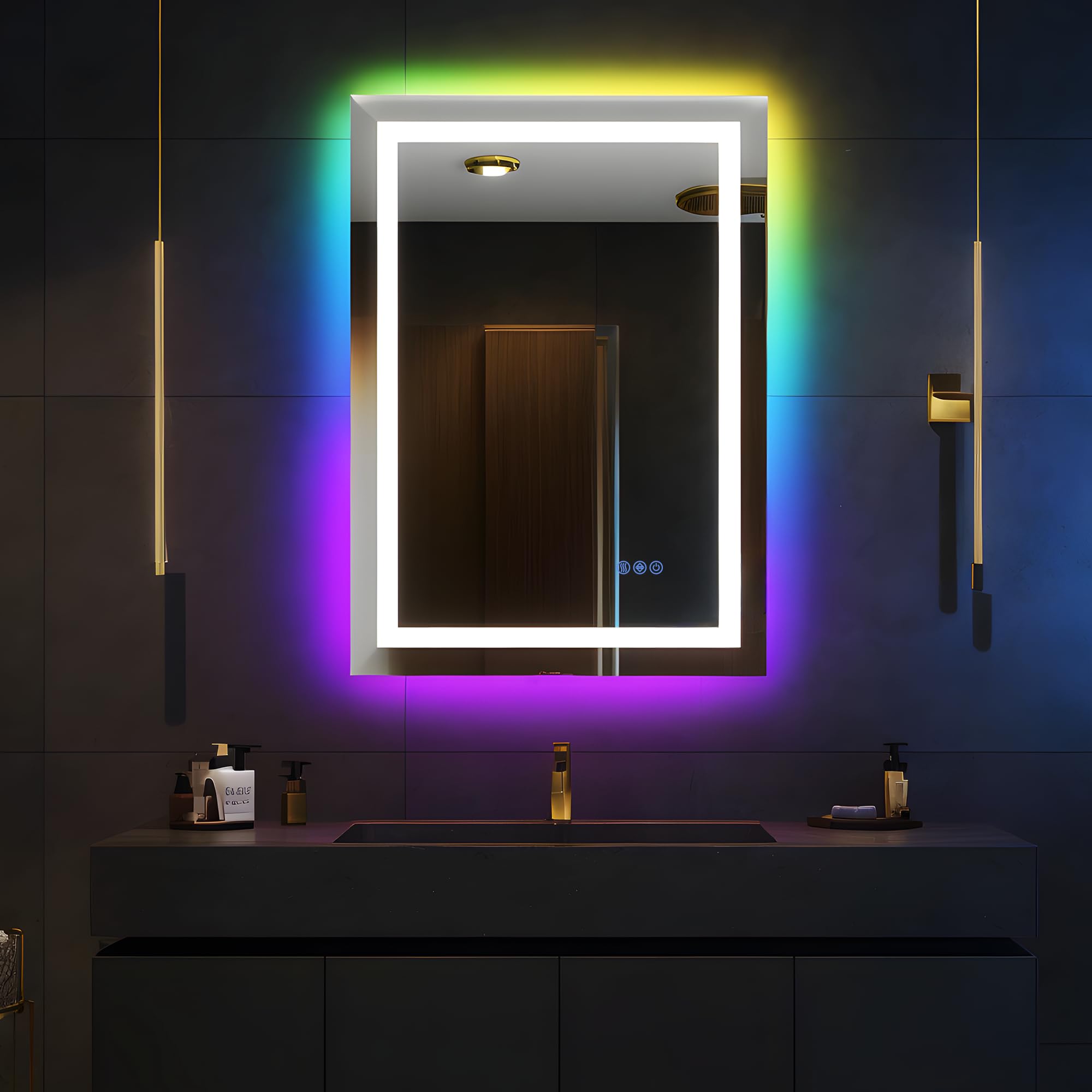 Antok 20x28 LED Bathroom Mirror with Lights - Anti-Fog, Dimmable for Vanity Makeup