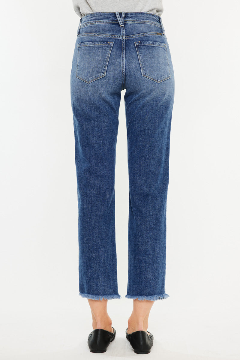 Nancy Essentials High Rise Slim Straight Leg Jeans for Women - Stretchy Comfort Denim Pants for Casual Wear & Everyday Outfits