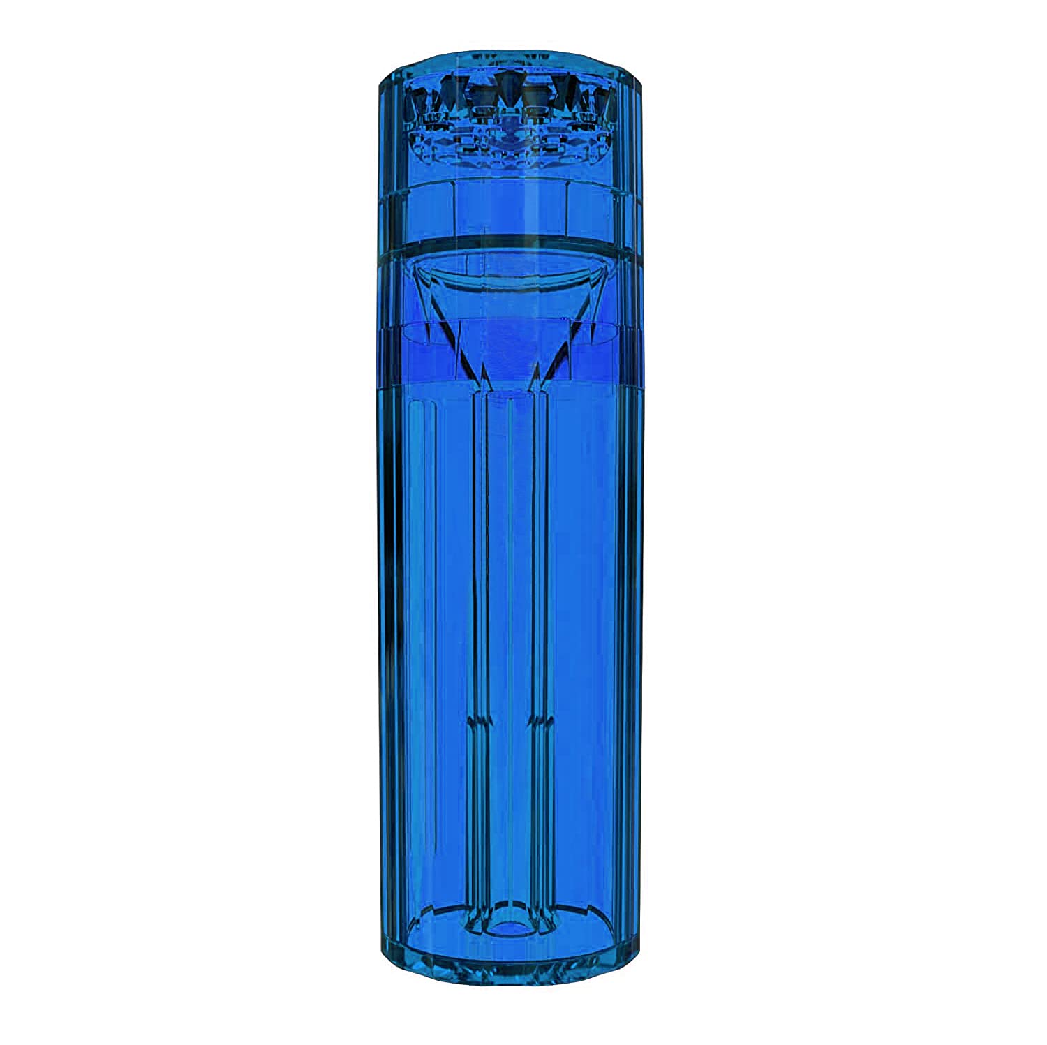 Premium Portable Herb Grinder with Cone Loader - Magnetic Top Transparent Spice Grinder & Storage Container (Blue) - Perfect for Travel, Camping & Home Use