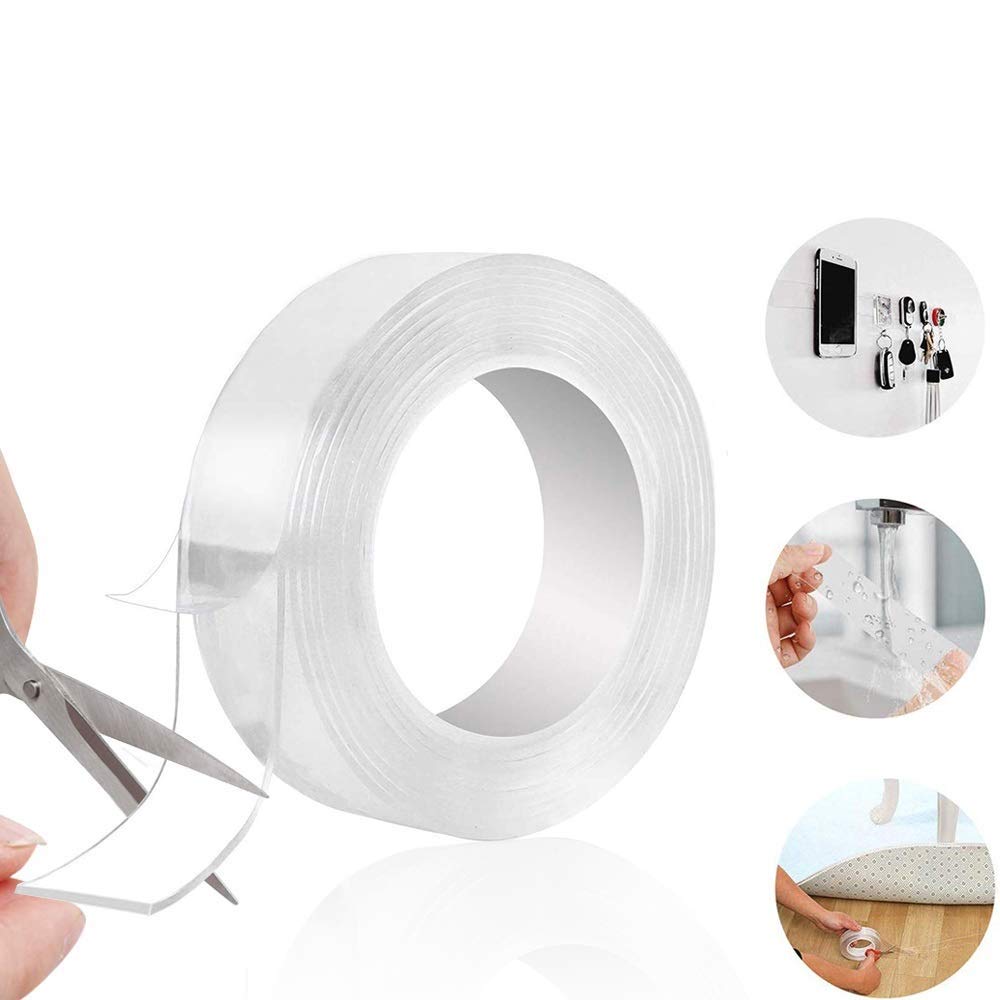 Nano Grip Tape 16.5 FT x 1.2 Inch - Reusable Removable Washable Double Sided Adhesive Strips - Seamless Traceless Sticky Tape for Kitchen, Bathroom, Office & Home Organization (16.5 FT x 1.2 Inch x 1 MM)