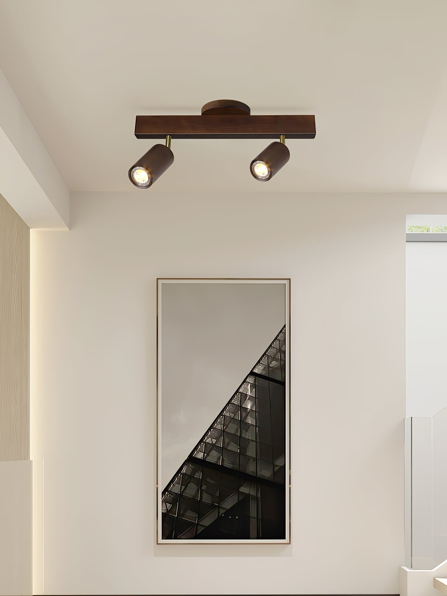 Natural Wood Beam Spotlight Light - Rustic Ceiling Lighting Fixture for Living Room, Bedroom, and Dining Room Decor