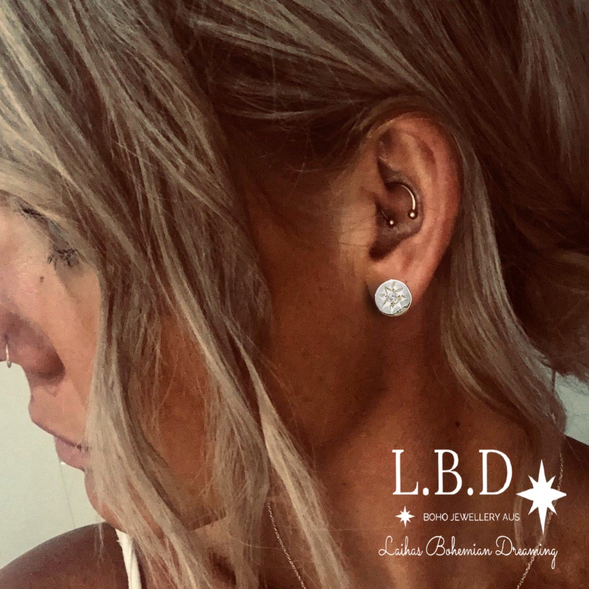 Laihas Prestige 'Shoot For The Stars' Sterling Silver Stud Earrings with Genuine Topaz Gemstone – Perfect for Everyday Wear, Gift Giving & Special Occasions