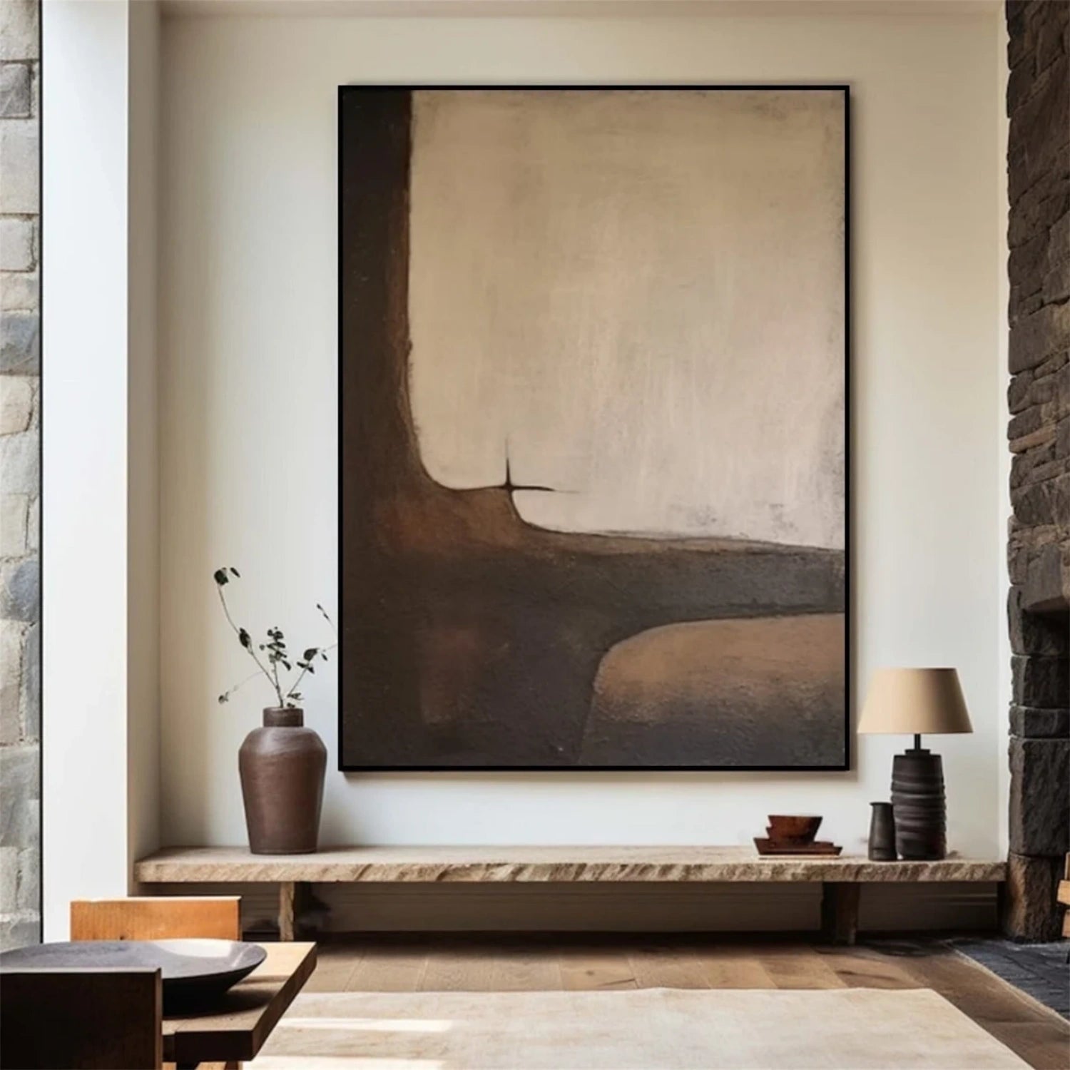 Beige & Brown Abstract Wall Art Print #BB149 - Modern Home Decor for Living Room, Bedroom & Office