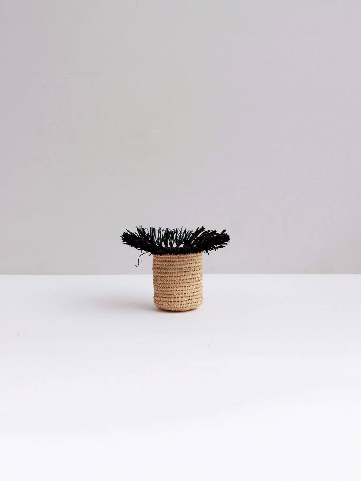 Stylish Black Raffia Tassel Storage Pots - Handwoven Decorative Organizer for Bathroom, Bedroom & Office | Perfect for Cotton Balls, Jewelry & Makeup Brushes