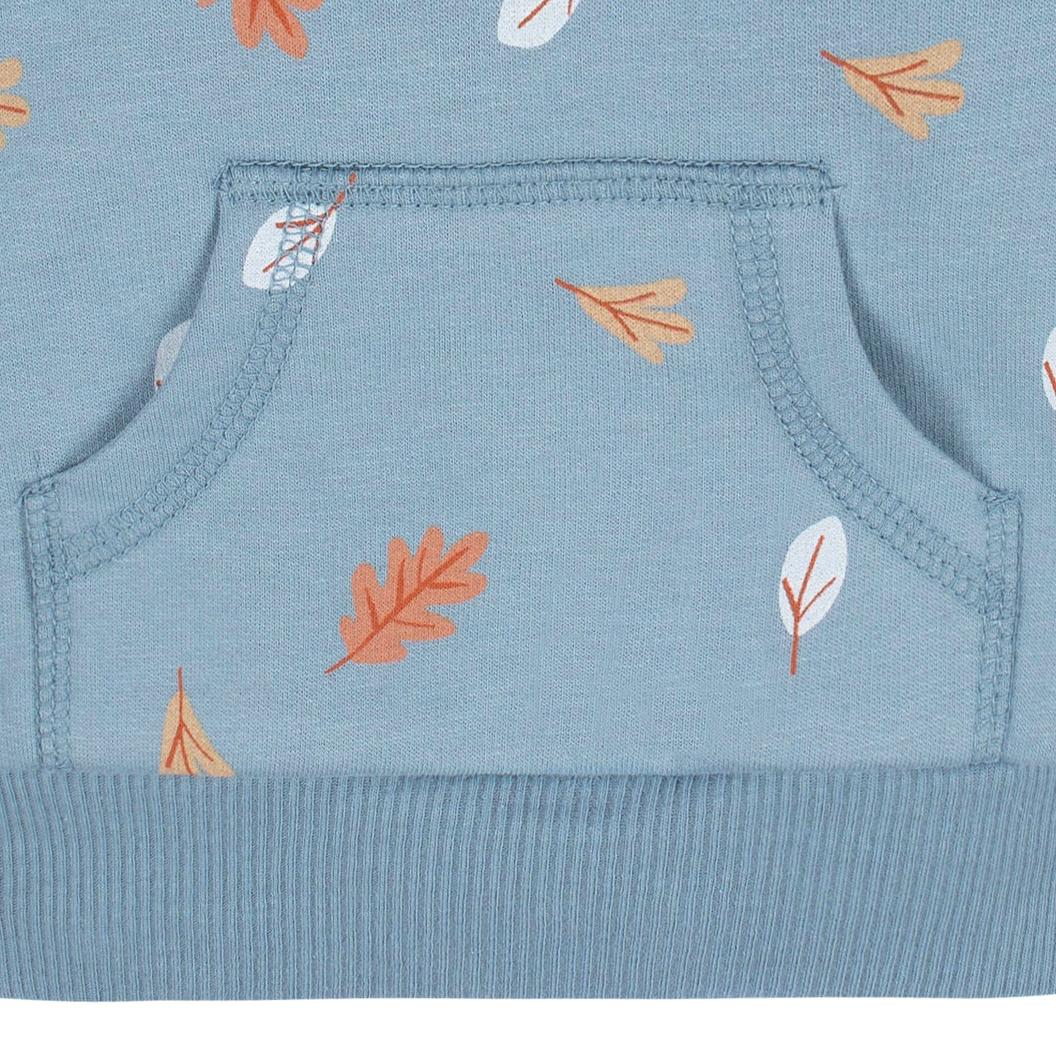 2-Piece Baby & Toddler Boys' Blue Leaves Sweatshirt & Pants Set - Soft Cotton Outfit for Playtime & Casual Wear