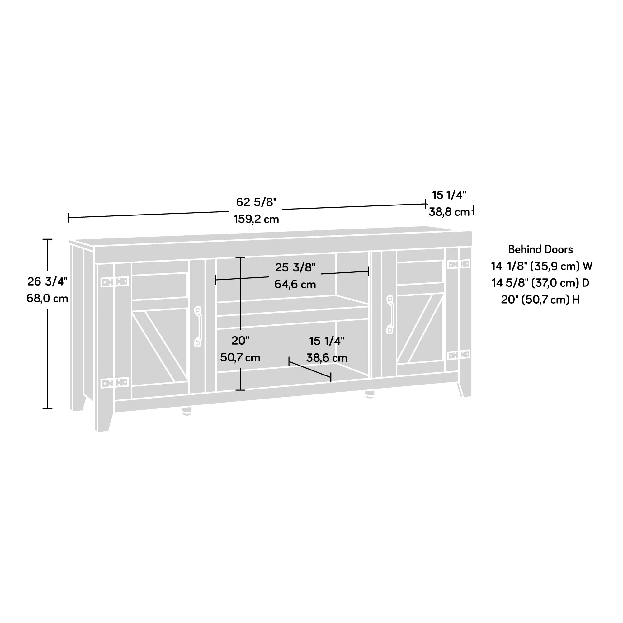 Sauder Entertainment Credenza TV Stand with Storage - Sindoori Mango Finish for Living Room, Bedroom & Home Theater