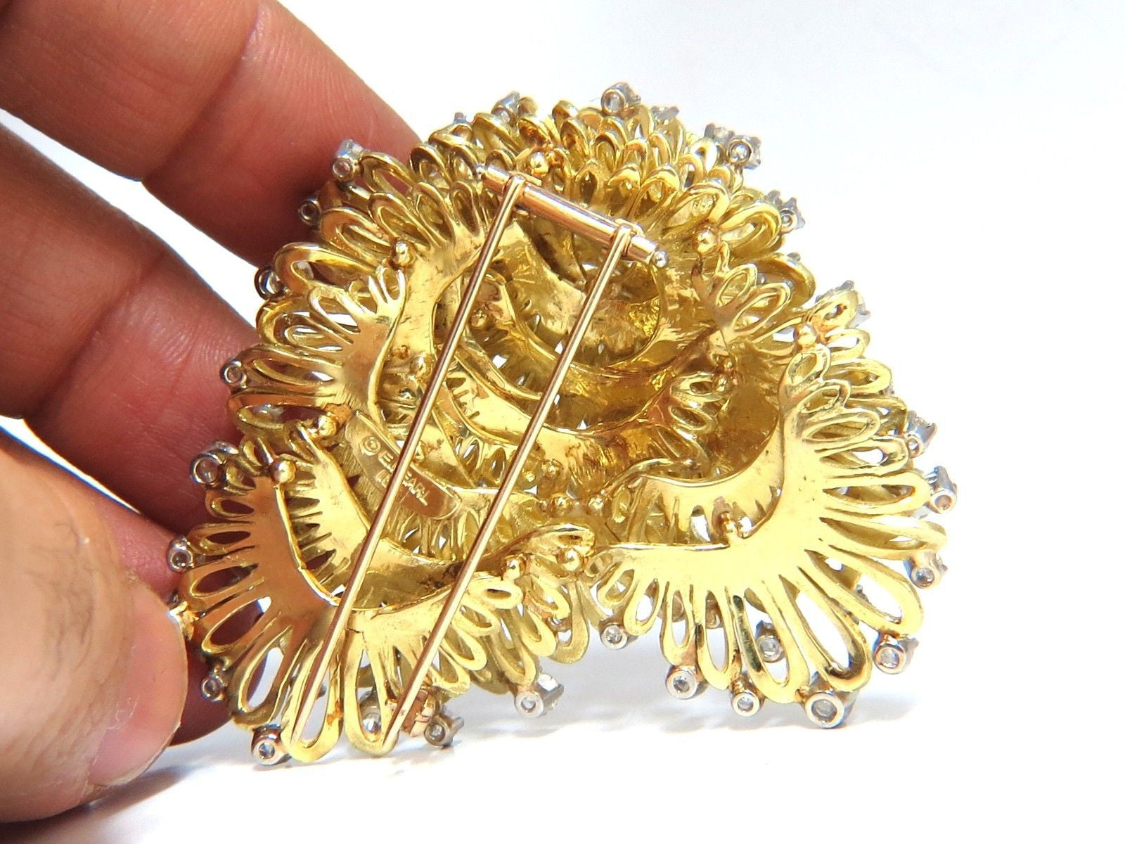 ERWIN PEARL 8.00ct Natural Diamonds & Red Spinel Brooch Pin 18KT Gold - Elegant Jewelry for Weddings, Parties & Special Occasions
