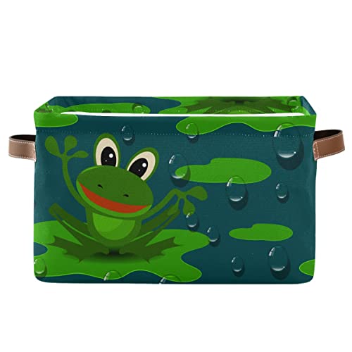 Funny Frogs Sitting On Floating Leaves Azure