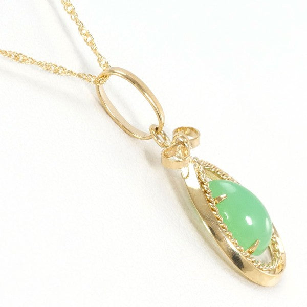 18K Yellow Gold Chrysoprase Necklace for Women - Elegant Green Gemstone Pendant Jewelry Gift for Birthday, Anniversary & Special Occasions
