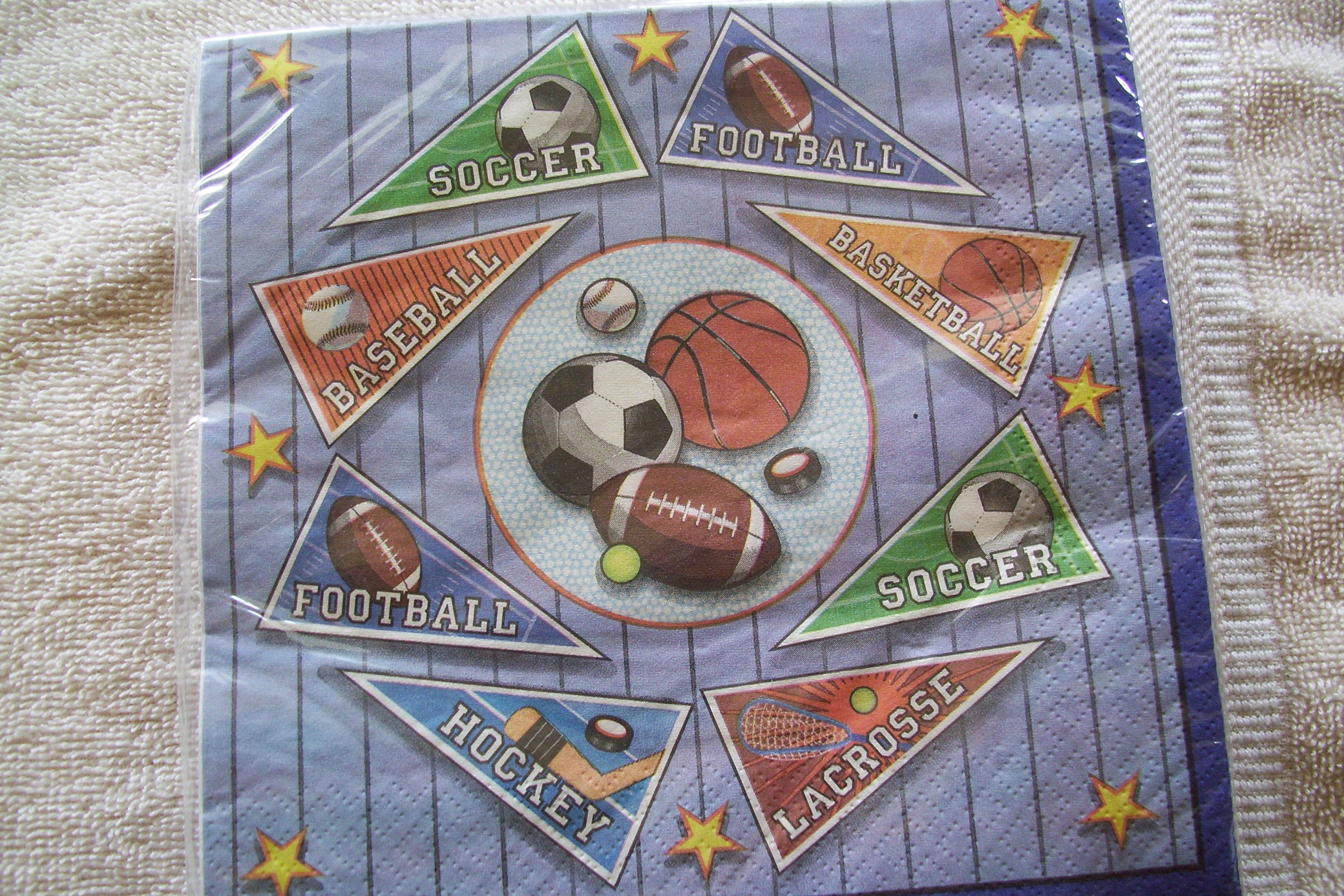 Sports Pennants Lunch Napkins - 16 Count, Team Spirit Party Supplies for Game Day, Tailgating & School Events - Decorative Paper Napkins for Sports Themed Parties & Celebrations