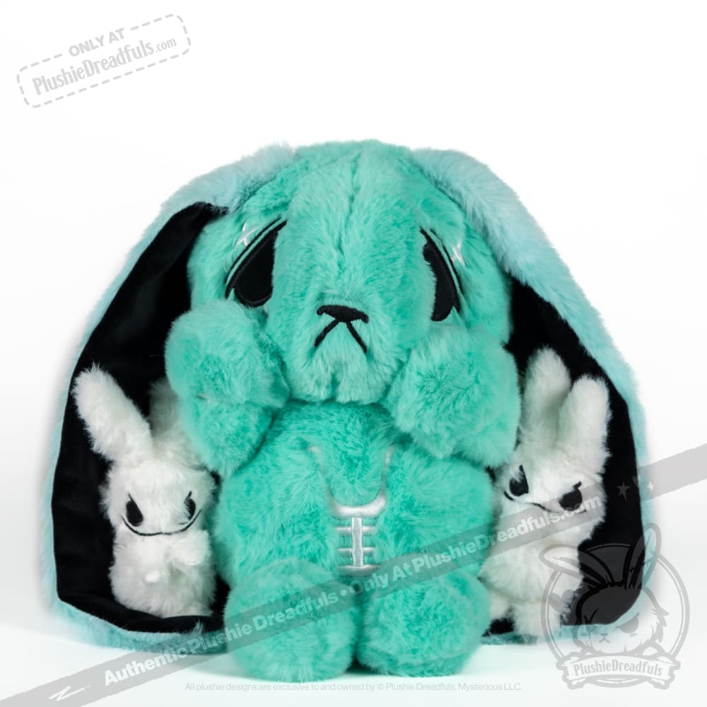Plushie Dreadfuls Anxiety Rabbit Stuffed Animal - Teal Limited Edition Soft Plush Toy for Stress Relief & Emotional Support | Perfect Gift for Anxiety Sufferers, Therapy Comfort & Bedroom Decor