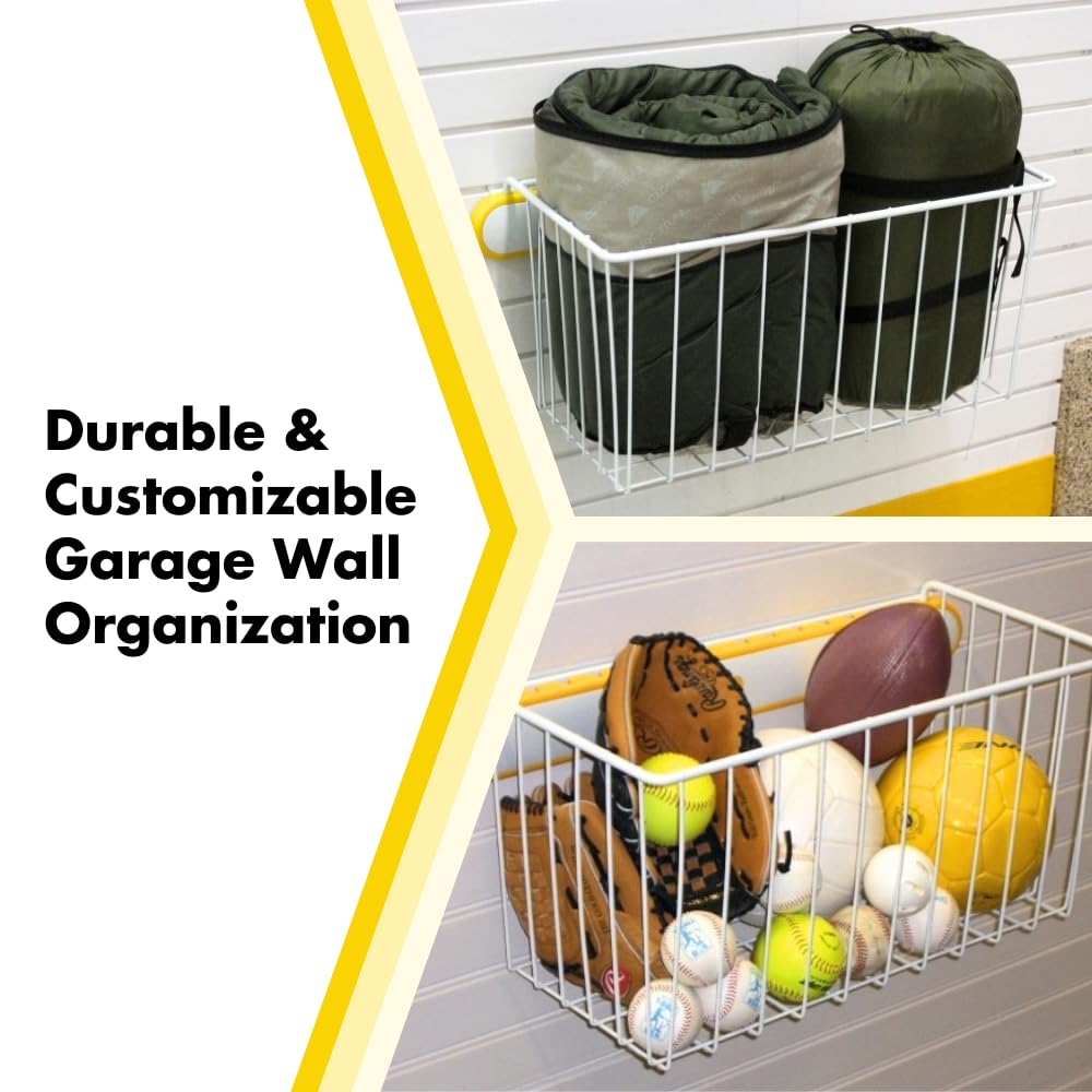 GarageTek Extra Large Steel Wall Mount Storage Basket - Heavy Duty Garage Organizer for Tools, Sports Equipment | Fits TekPanel, TekTrak & Slat Walls | Perfect for Garage, Workshop & Home Storage Solutions
