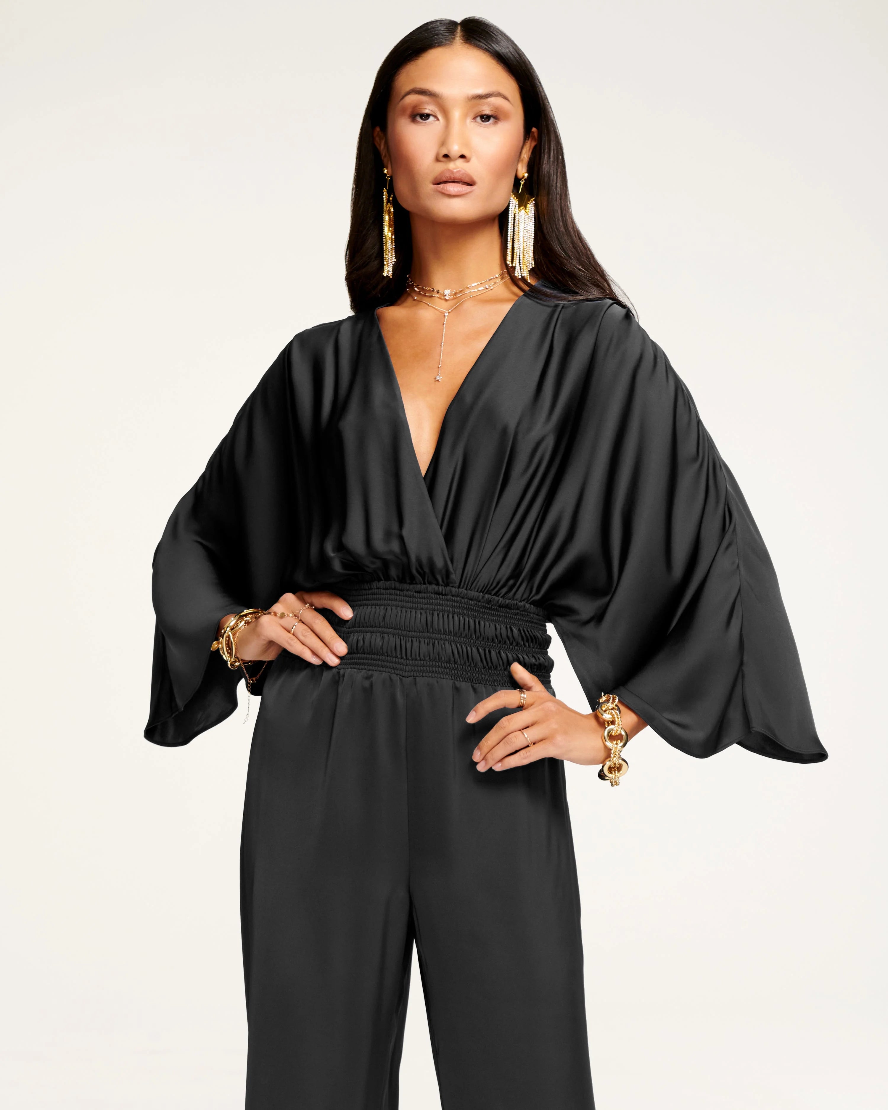 Cheri Wide Leg Jumpsuit for Women - Black Stretchy Comfortable Lounge Wear (Perfect for Casual Outings, Travel & Relaxing at Home)