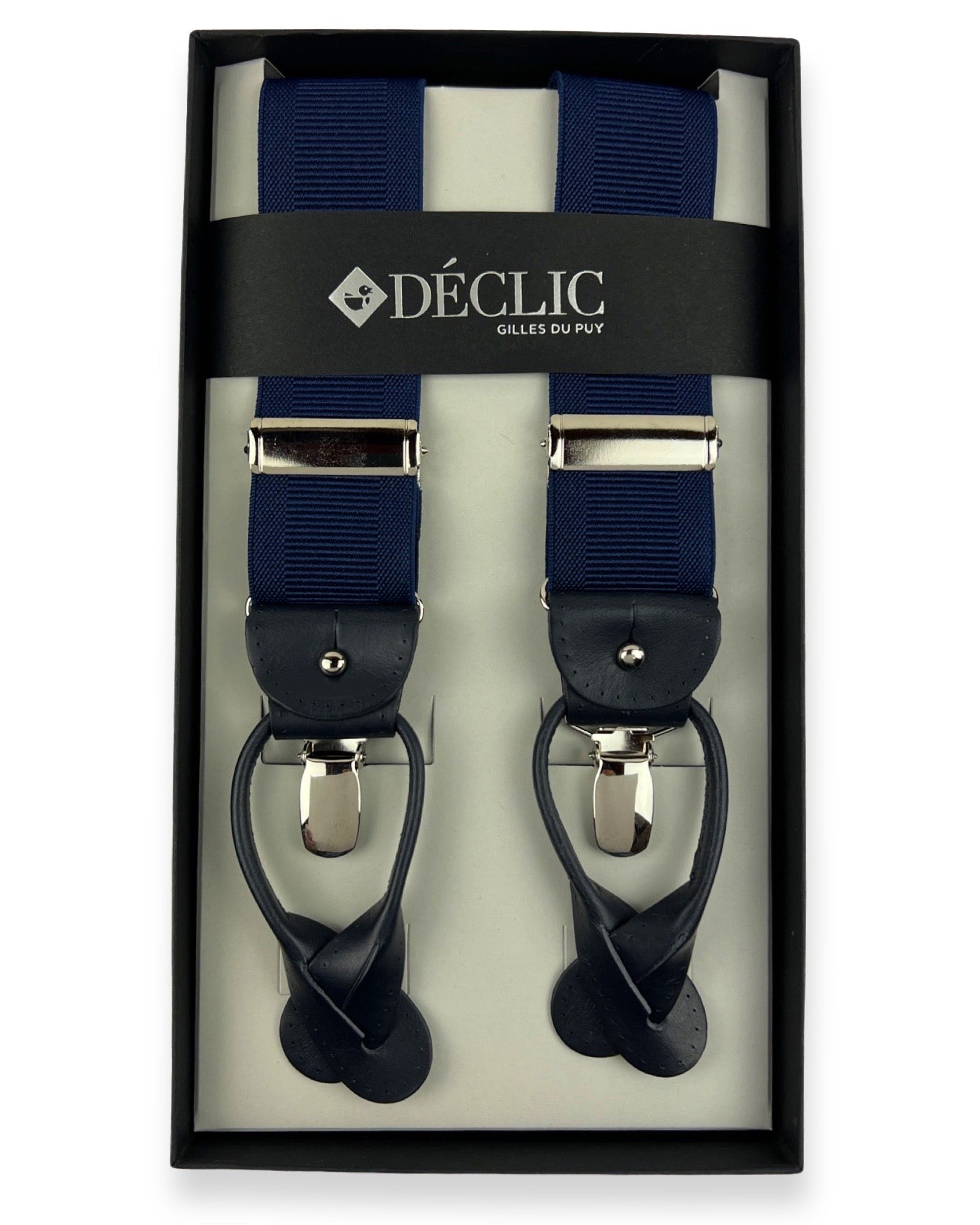 35mm 2 in 1 Track Braces for Men & Women - Adjustable Suspenders with Metal Clips - Navy Blue - Perfect for Formal Wear, Cosplay & Vintage Outfits