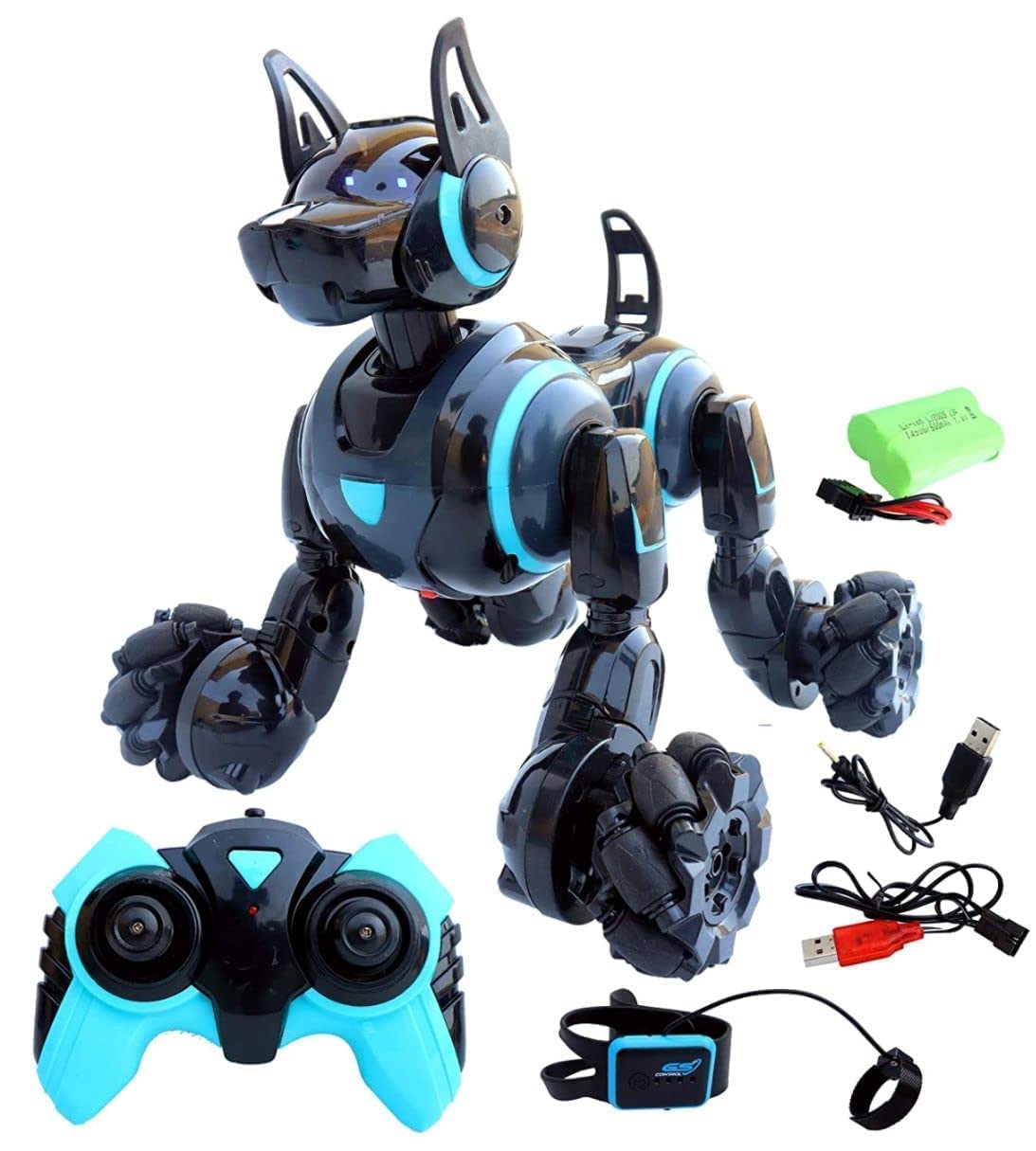 YUKAYUGA 2.4G Smart RC Stunt Robot Dog Toy with Remote Control, Inductive Function, LED Lights & Sound Effects | USB Rechargeable | Multicolor | Perfect for Kids' Birthday Gifts & STEM Learning Toys