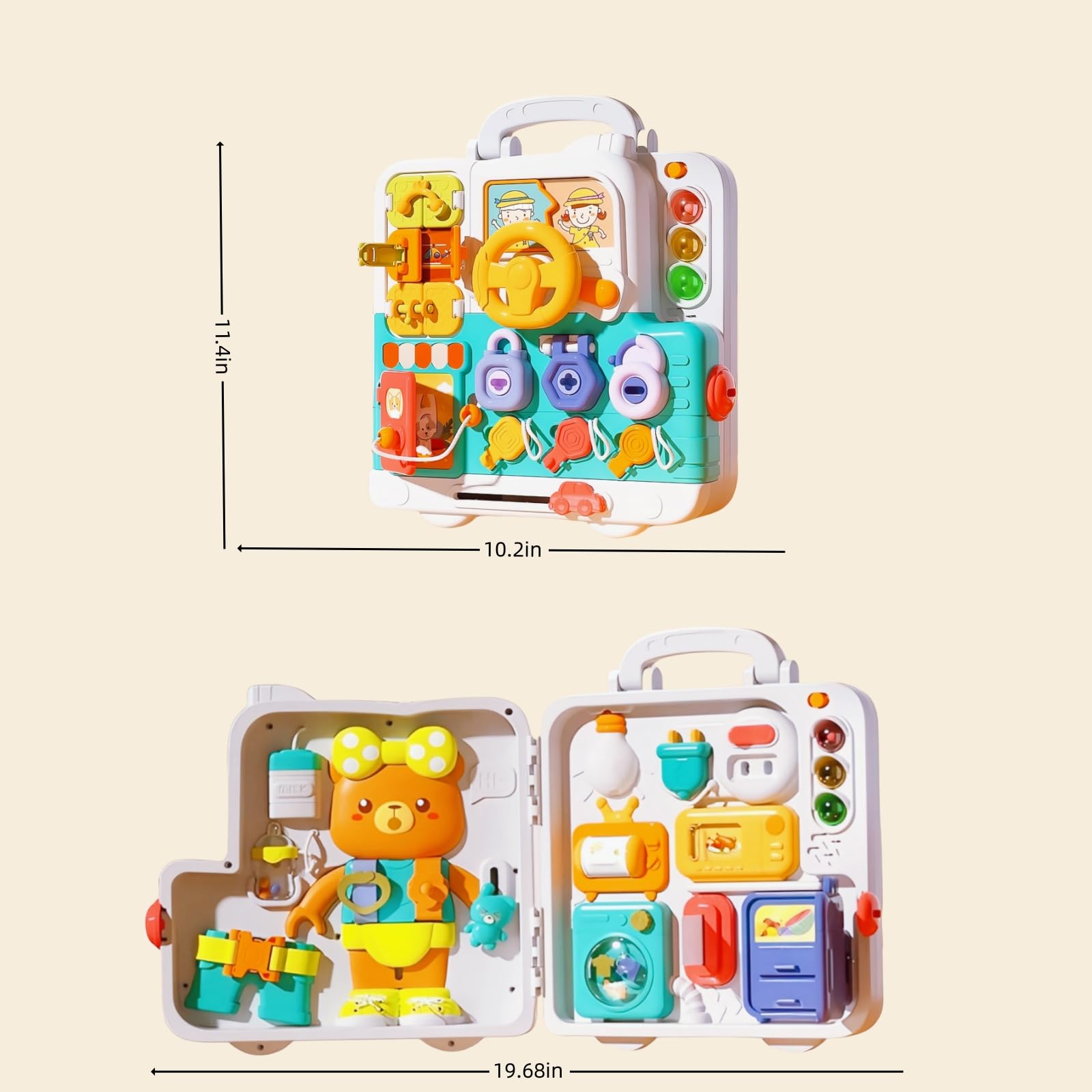 Montessori Toys for 1 Year Old Baby - Sensory Busy Board for Toddlers 1-3 Years | Educational Learning Toys 12-18 Months | Airplane Themed Toddler Toys for Boys & Girls - Perfect Birthday Gift for Sensory Play & Early Childhood Development