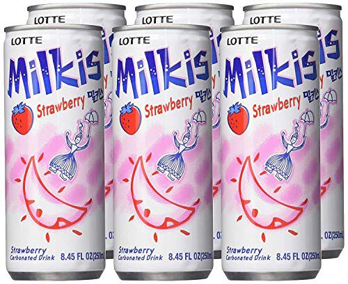 Lotte Milkis Soft Soda Variety Pack - 6 Strawberry Flavored Cans (Pack of 10) | Refreshing Korean Carbonated Drink for Parties, Snacks & Asian Cuisine Pairing