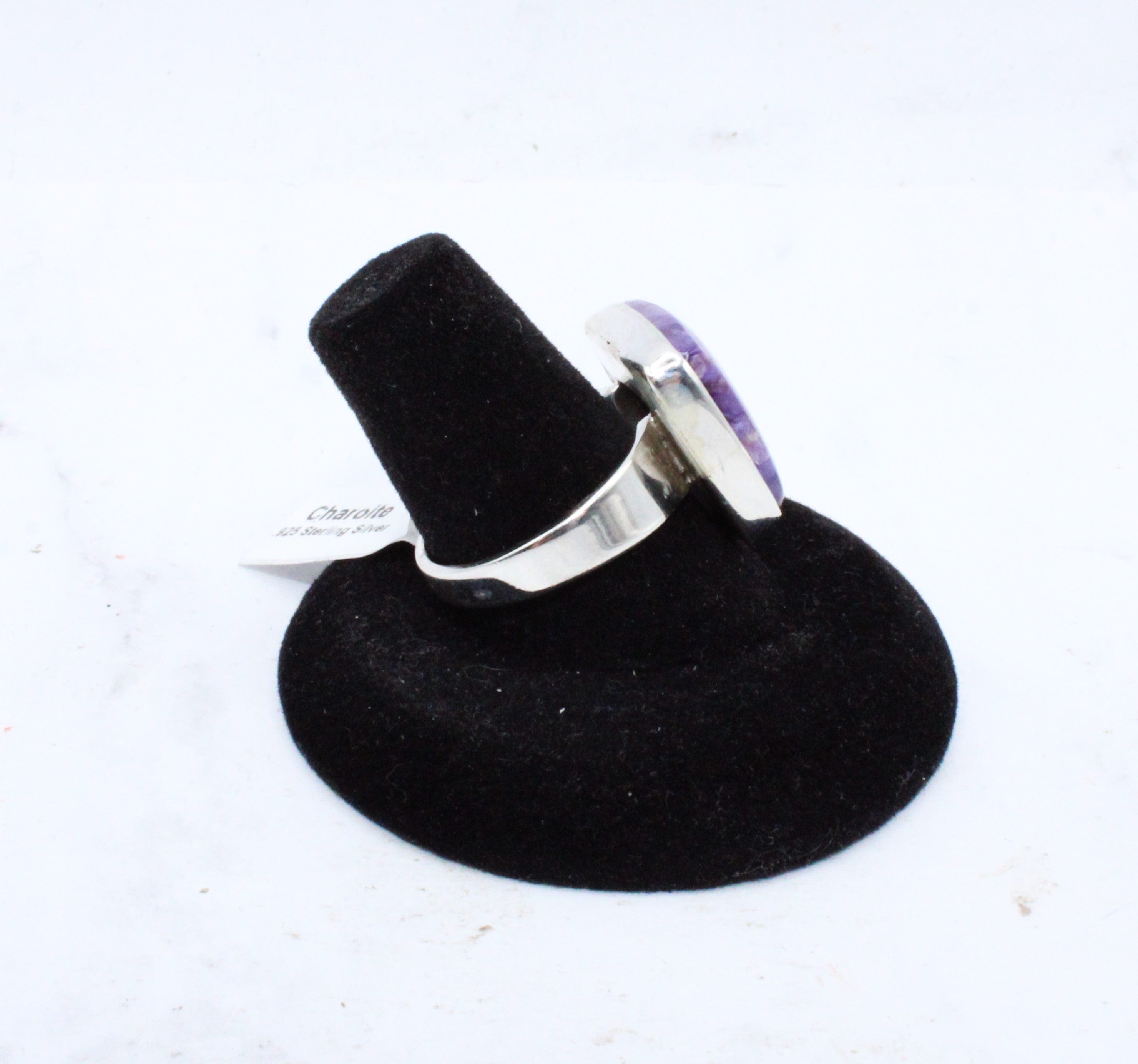 Charoite Ring Size 8.5 - Genuine Purple Gemstone Silver Jewelry for Women - Perfect for Spiritual Healing, Meditation & Elegant Occasions