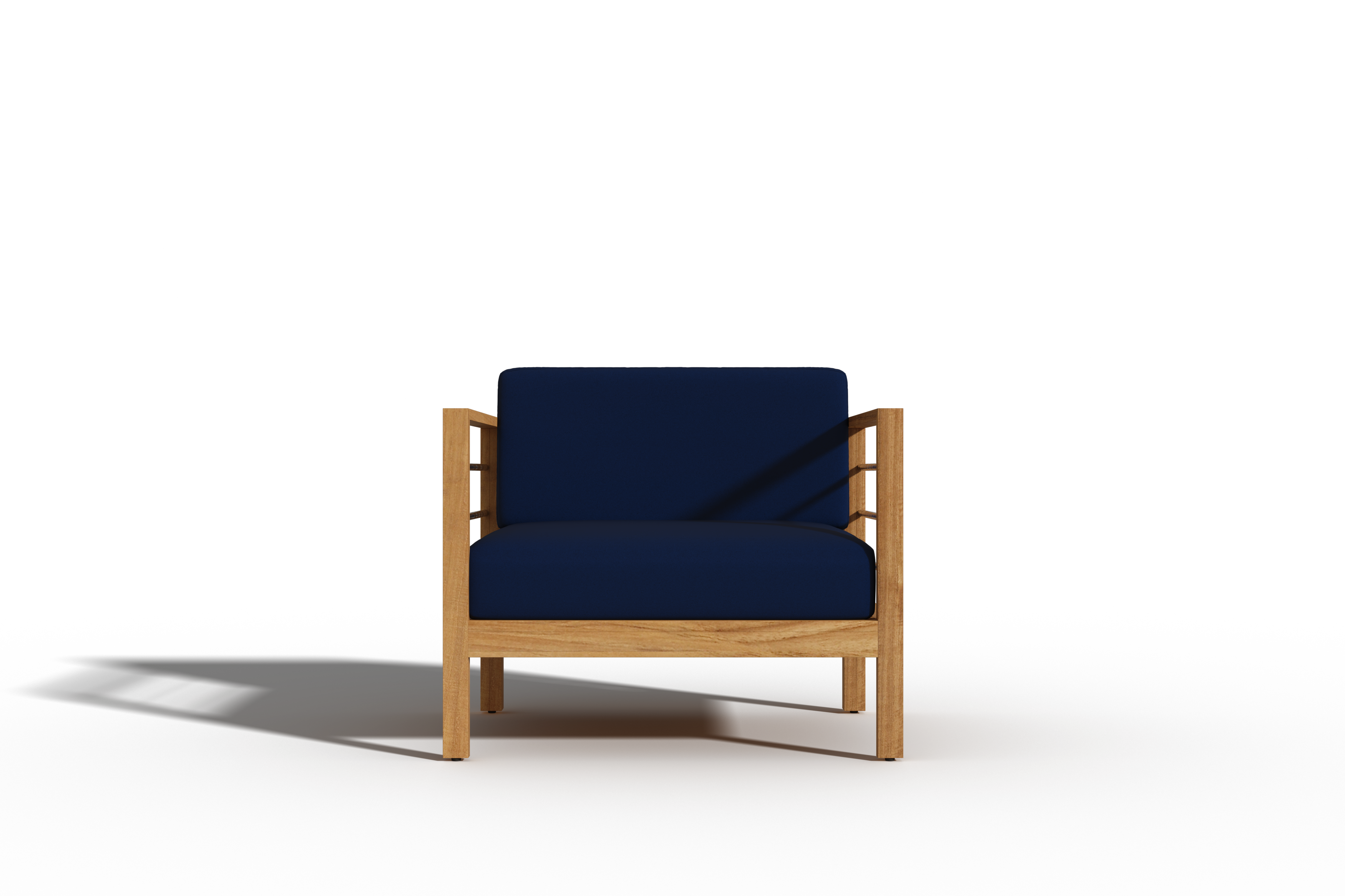 Premium 4-Piece Teak Outdoor Patio Deep Seating Set with Sunbrella Navy Cushions - Perfect for Backyard, Garden, Poolside & Patio Relaxation