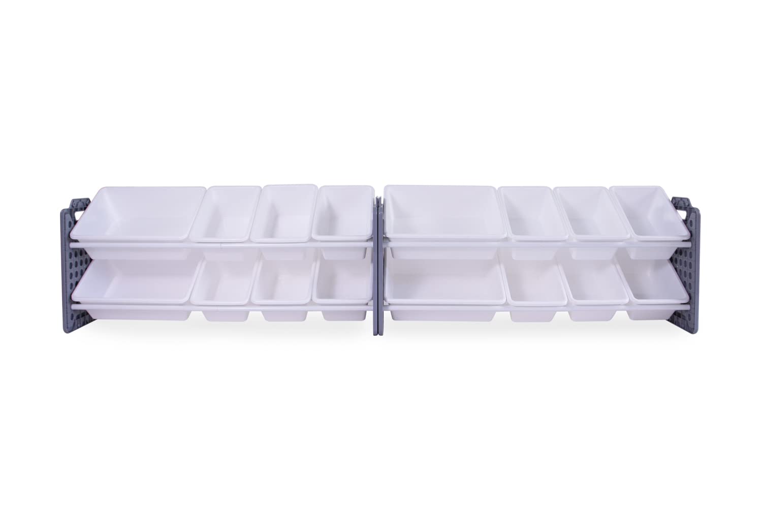 UNiPLAY 16-Bin Toy Storage Organizer with Removable Bins - Gray Kids Toy Organizer for Books, Building Blocks, School Supplies | Perfect for Playrooms, Classrooms & Daycare Centers