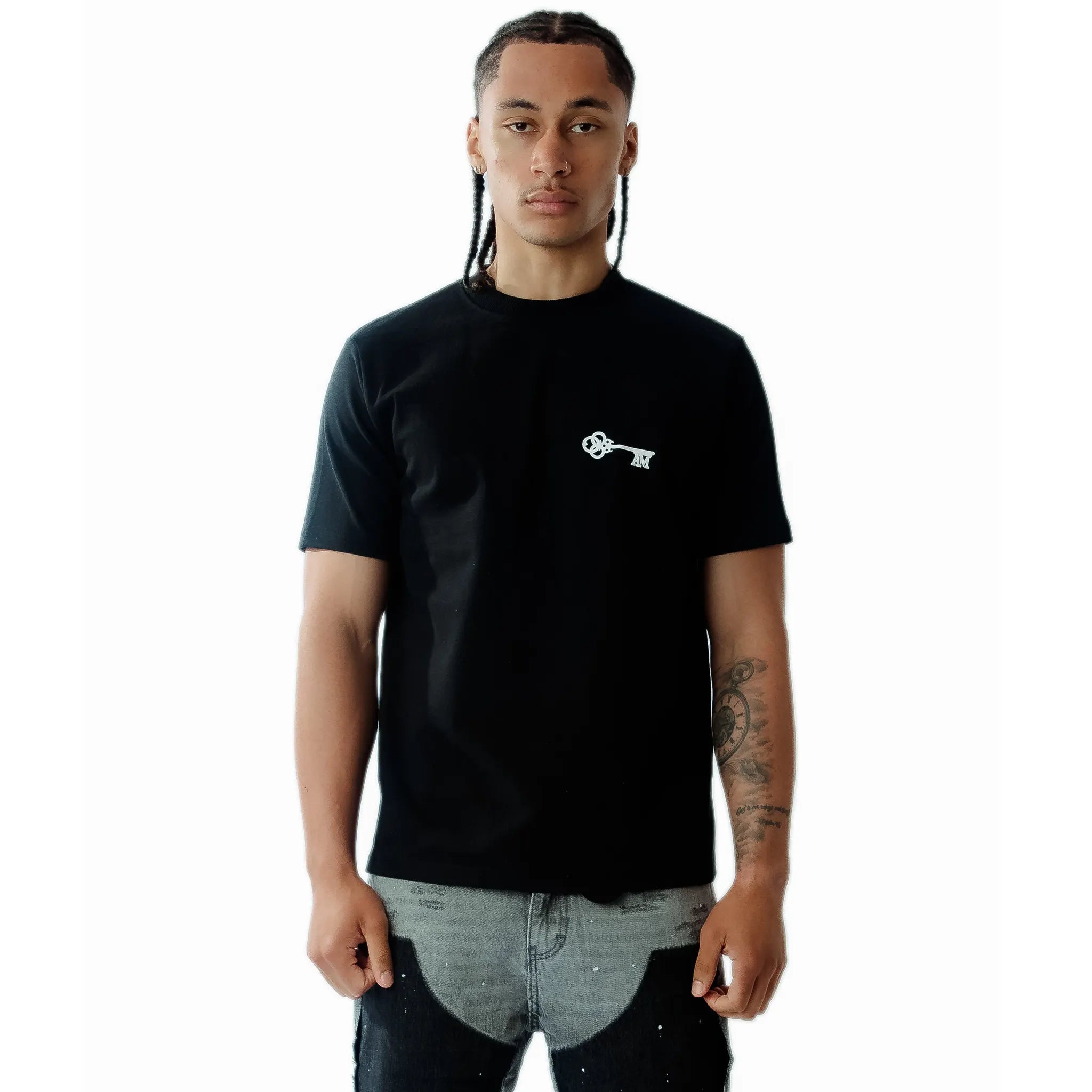 Amicci Vero Black T-Shirt for Men - Premium Cotton Crew Neck Tee - Casual & Comfortable Everyday Wear for Work, Gym, and Outings