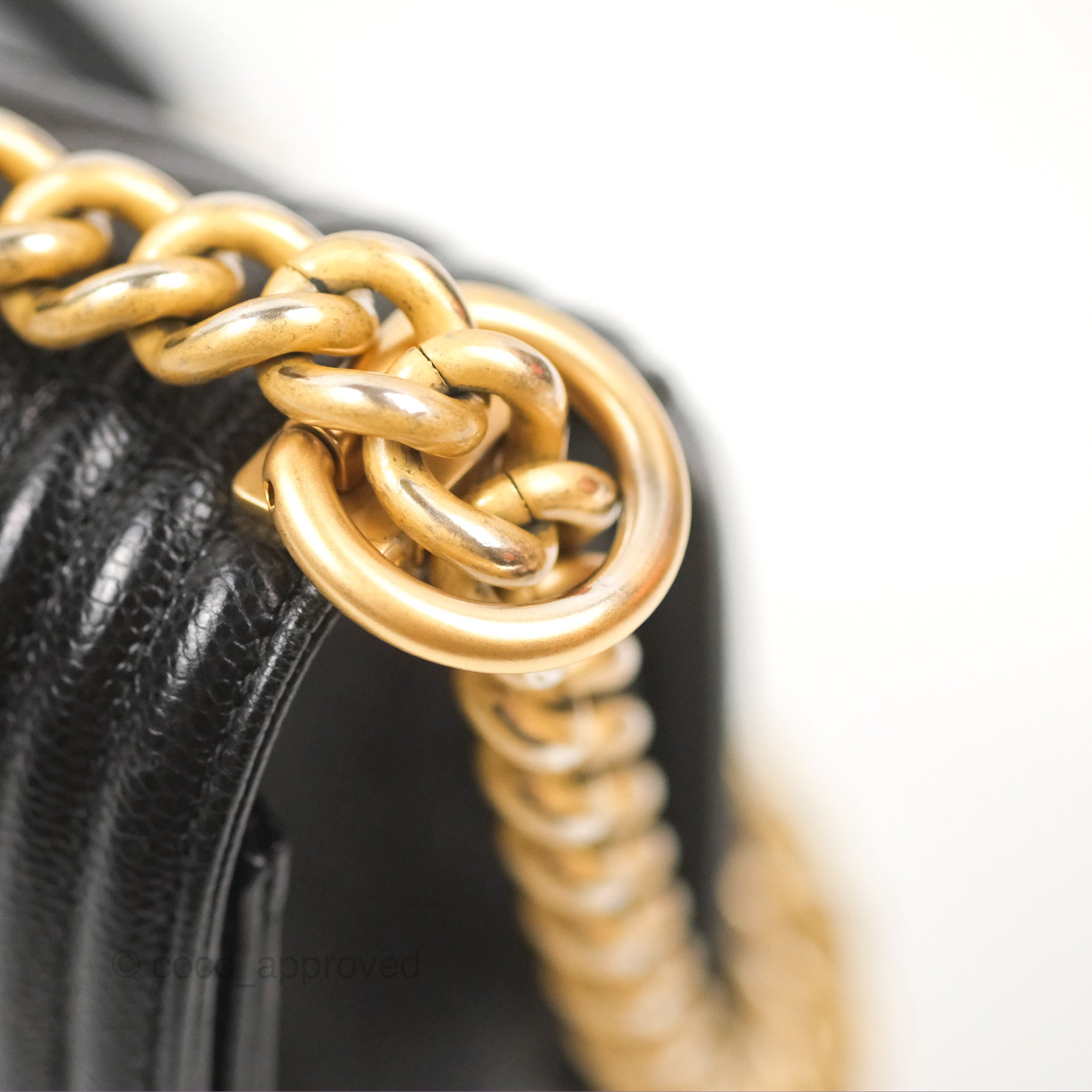Chanel Chevron Medium Boy Bag in Black Caviar Leather with Aged Gold Hardware - Luxury Crossbody Bag for Women, Perfect for Evening Events & Parties