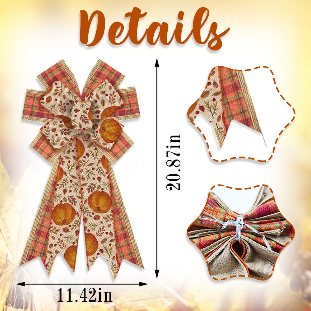 Fall Wreath Bows - Orange Buffalo Plaid for Thanksgiving Decor