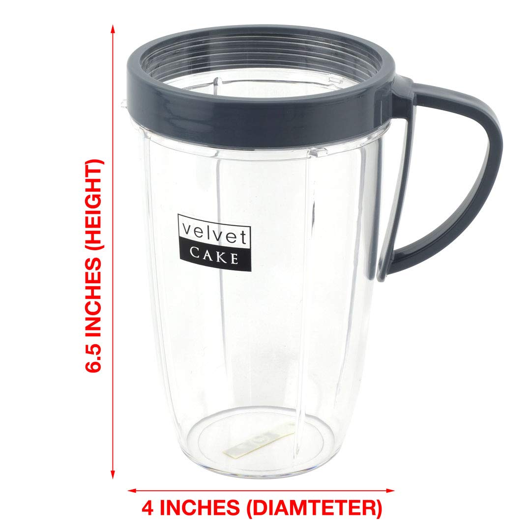 24 oz Tall Cup with Handled Lip Ring & Extractor Blade - Compatible with Nutribullet Lean NB-203 1200W Blender - Perfect for Smoothies, Protein Shakes & Meal Prep