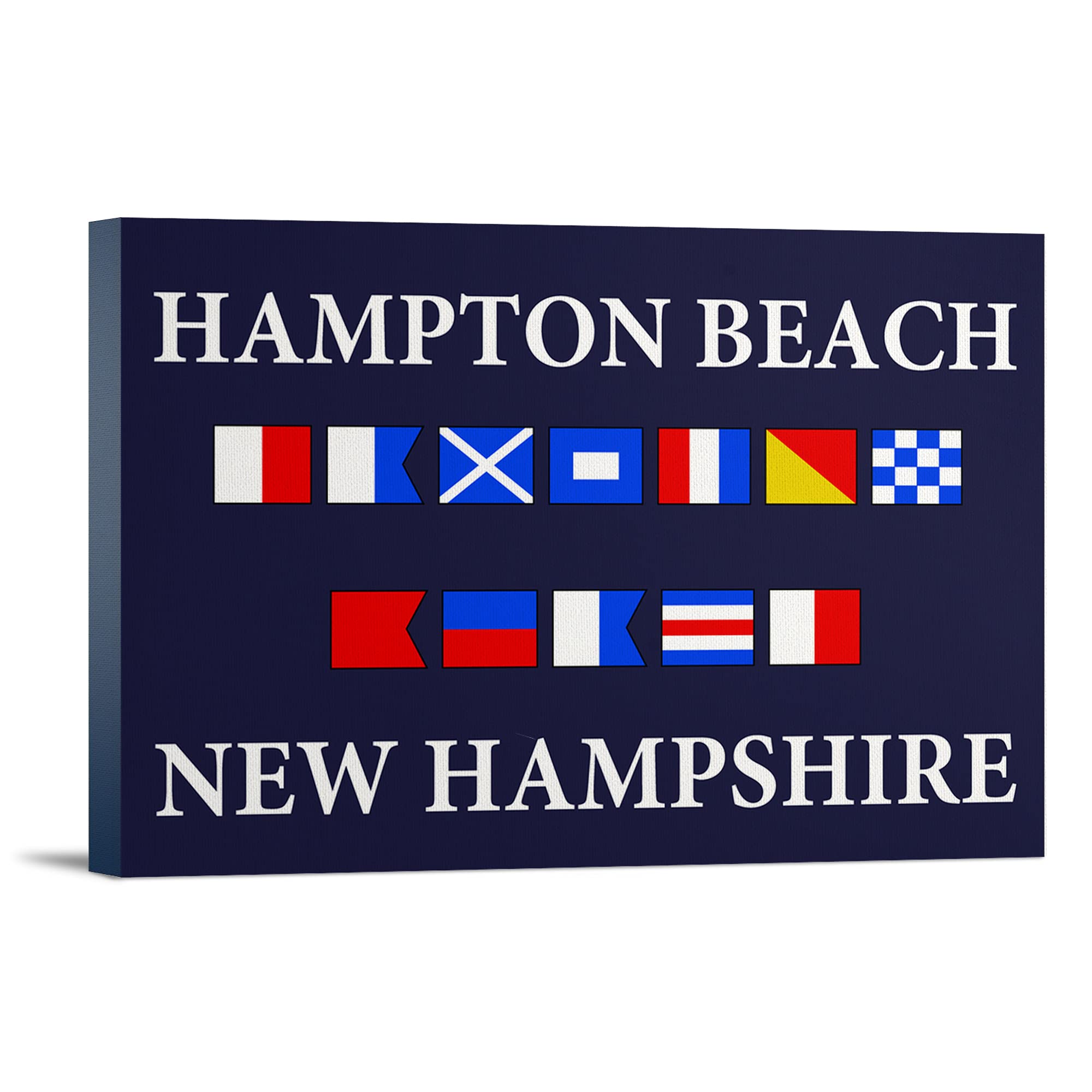 Nautical Flags Wall Art - 36x24 Gallery Wrapped Canvas - Hampton Beach New Hampshire Coastal Decor - Perfect for Beach House, Living Room & Office Wall Decor