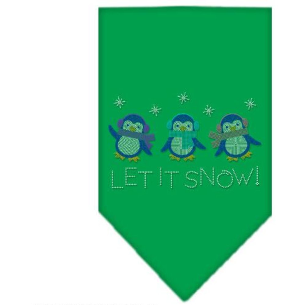 Christmas Pet Bandana for Dogs - Rhinestone 'Let It Snow Penguins' Design in Emerald Green (Small Size) | Perfect Holiday Accessory for Festive Outfits & Christmas Photos