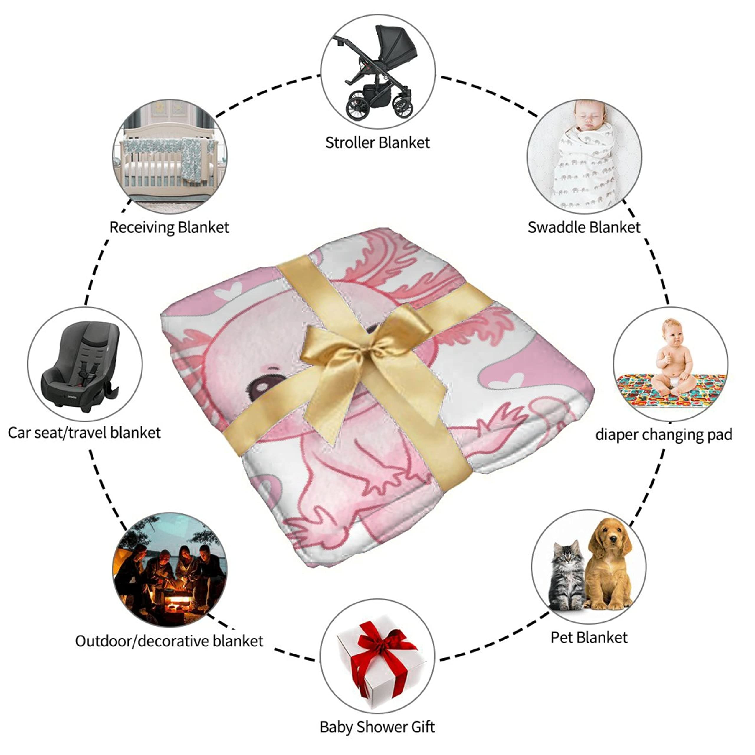 Soft Axolotl Blanket Throw - Mexican Salamander Flannel Fleece Blanket for Adults & Teens - Lightweight Cozy Animal Blanket for Sofa, Bed, Couch & Travel - Perfect Gift for Axolotl Lovers - 60