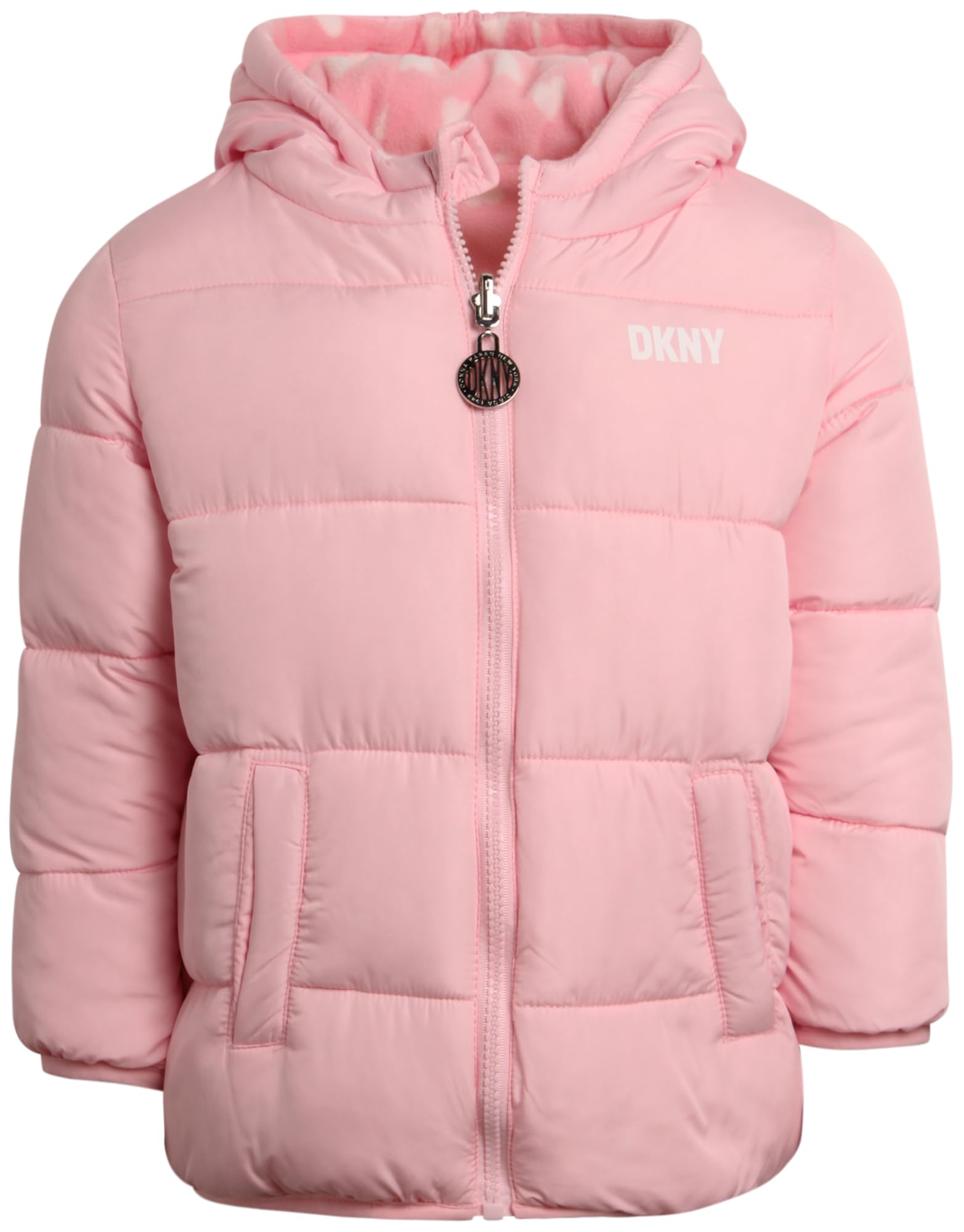 DKNY Baby Girls Reversible Winter Puffer Jacket with Fleece Lining - Warm Coat for Infants & Toddlers (12M-4T) - Perfect for Snow Days & Outdoor Play
